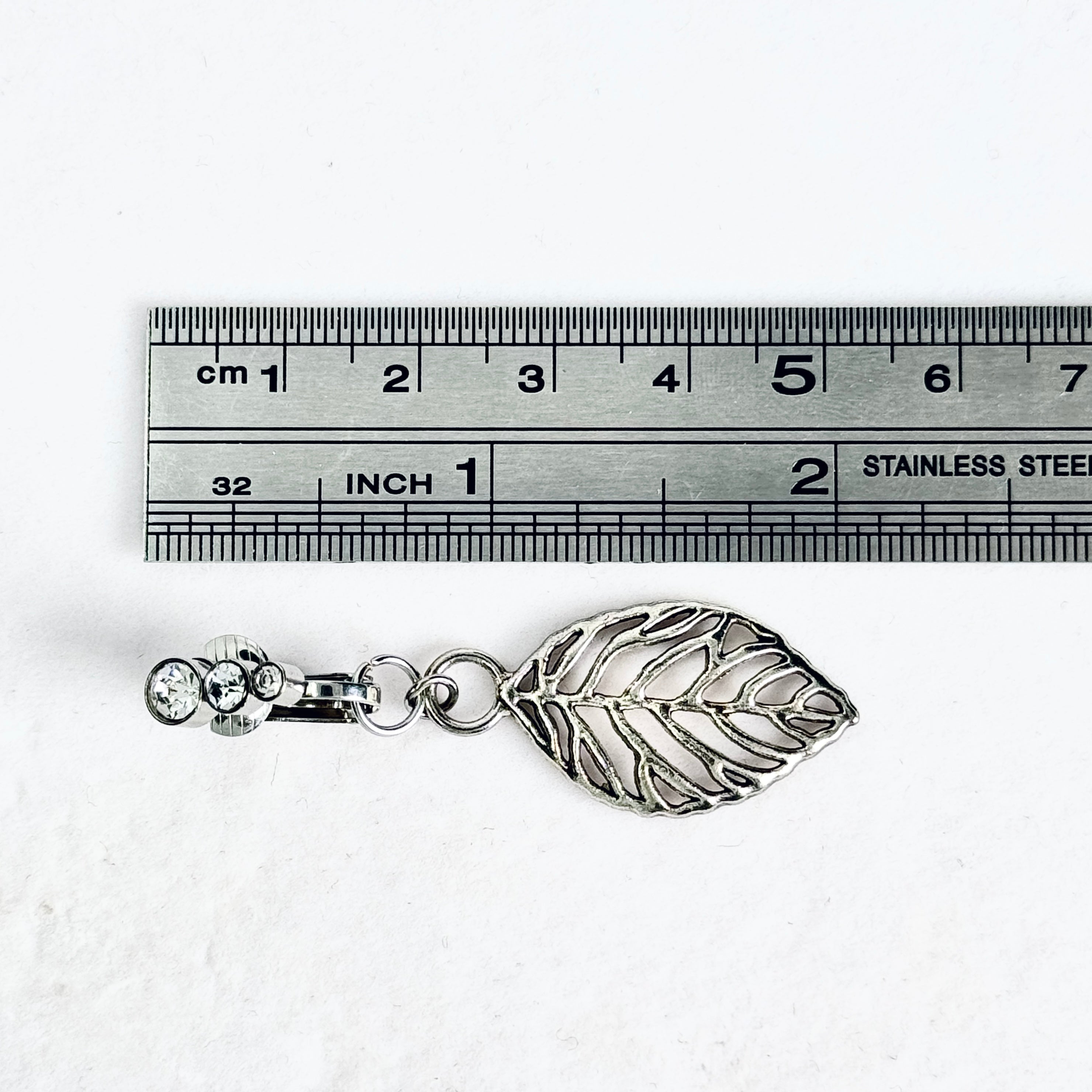 ilver Leaf Charm Faux Belly Ring