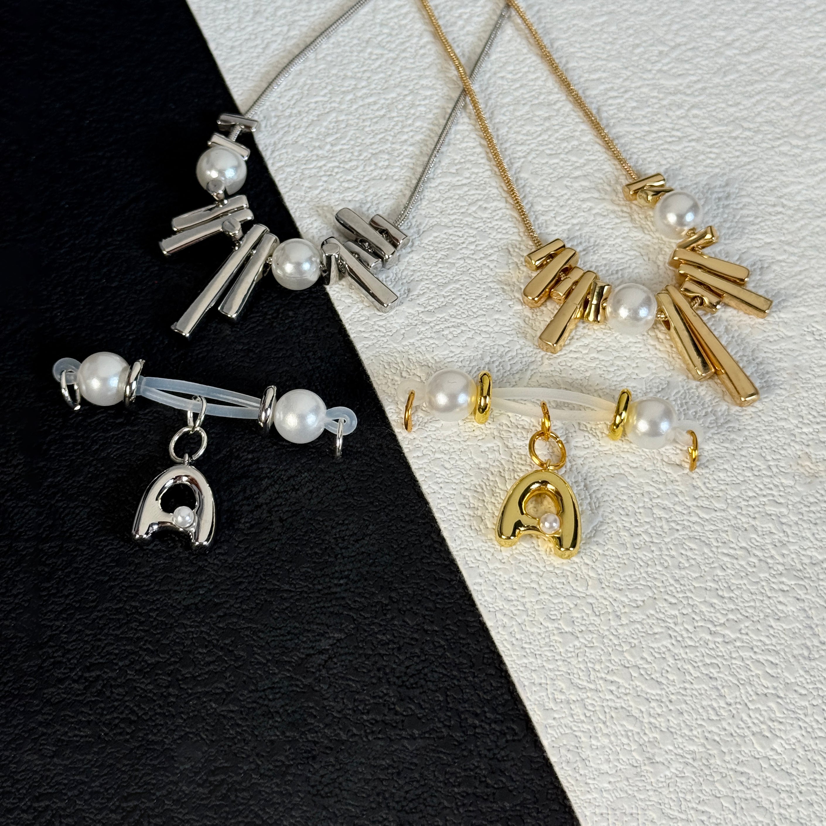 Gold & Silver Pearl Bar Set