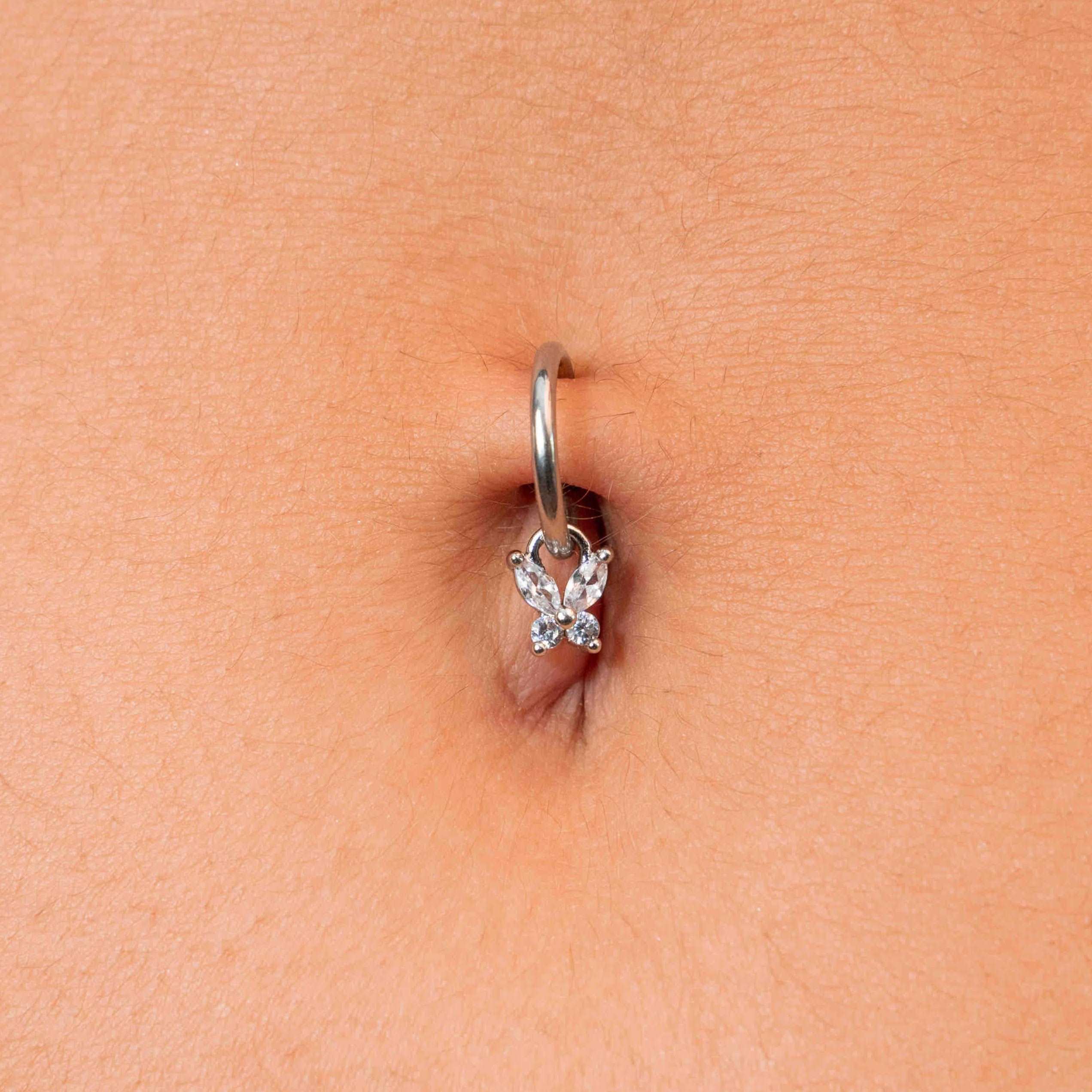 Gold- and silver-plated fake navel rings