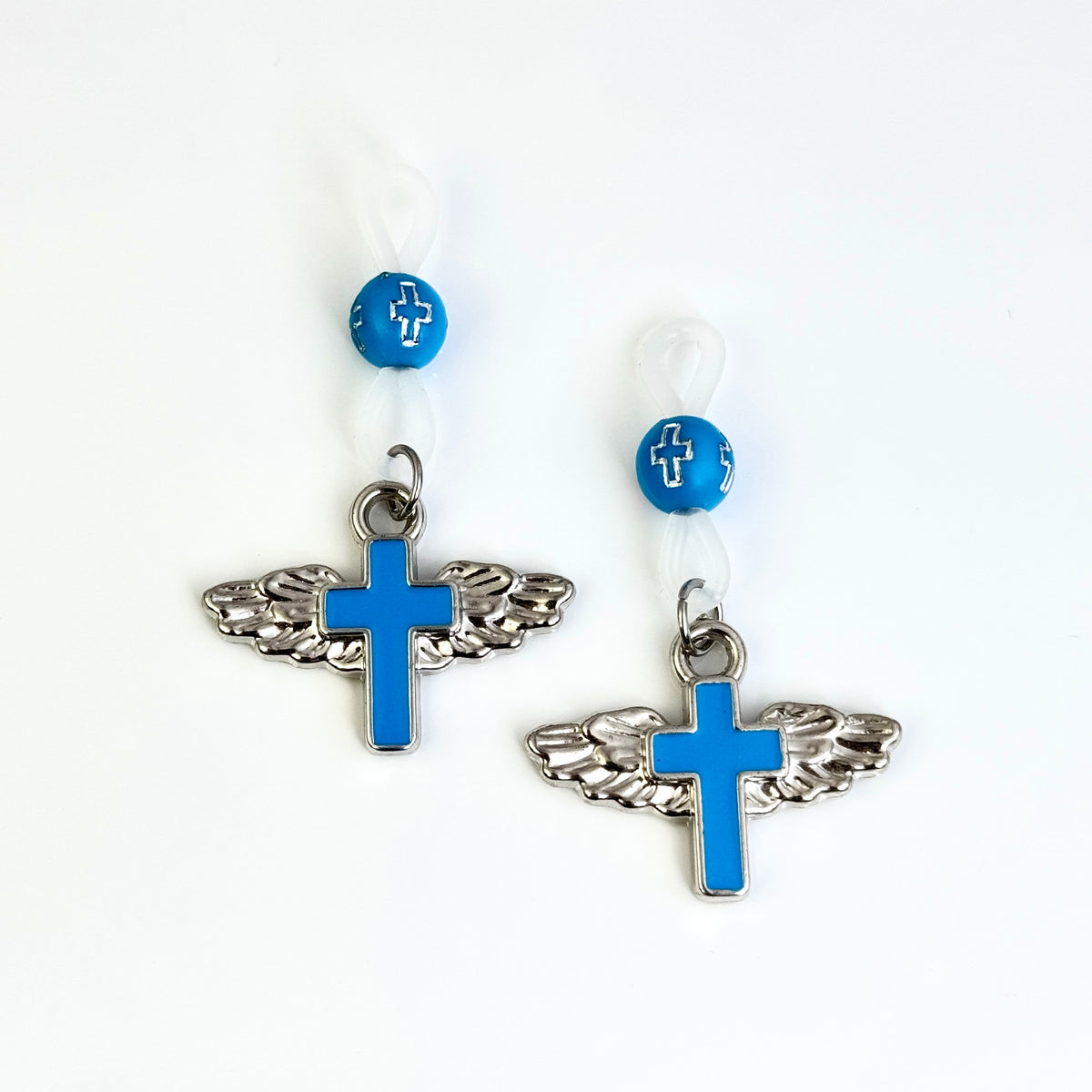 Blue Angel Wing Cross Non-Piercing Nipple Clamp
