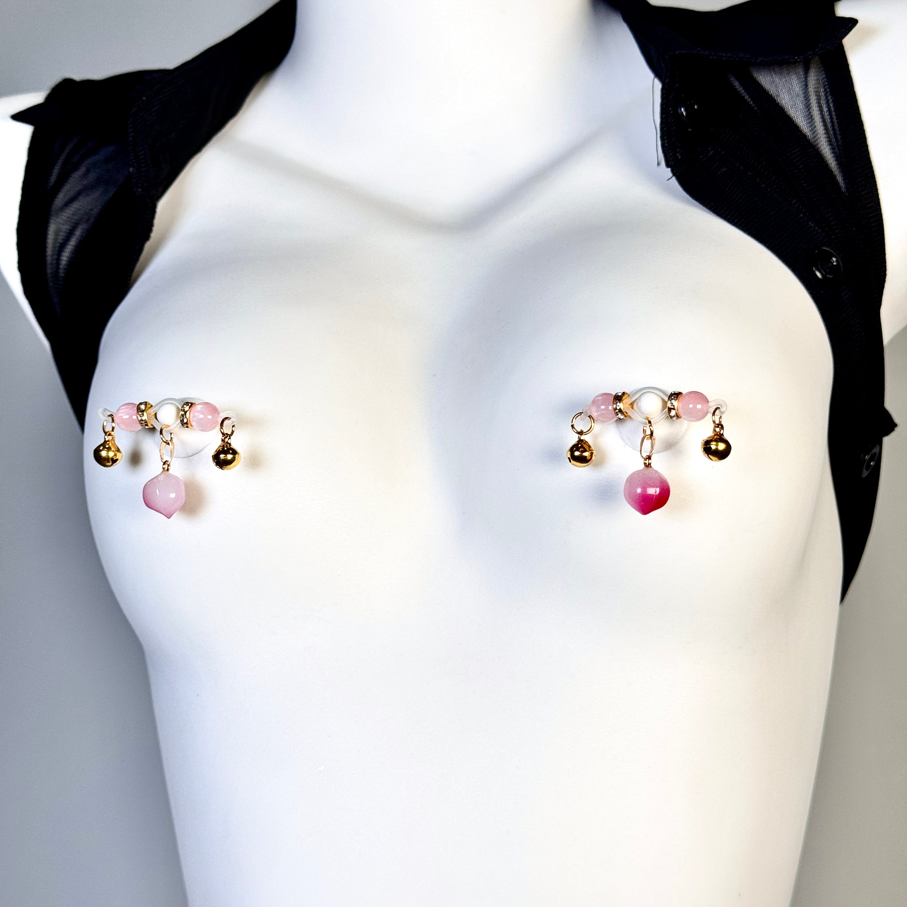 Rose Quartz Bell Nipple Clamps