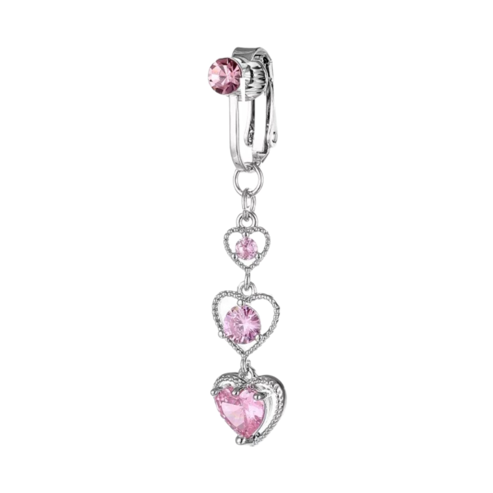 Sweet Gradient Heart Crystal Clip Navel Ring