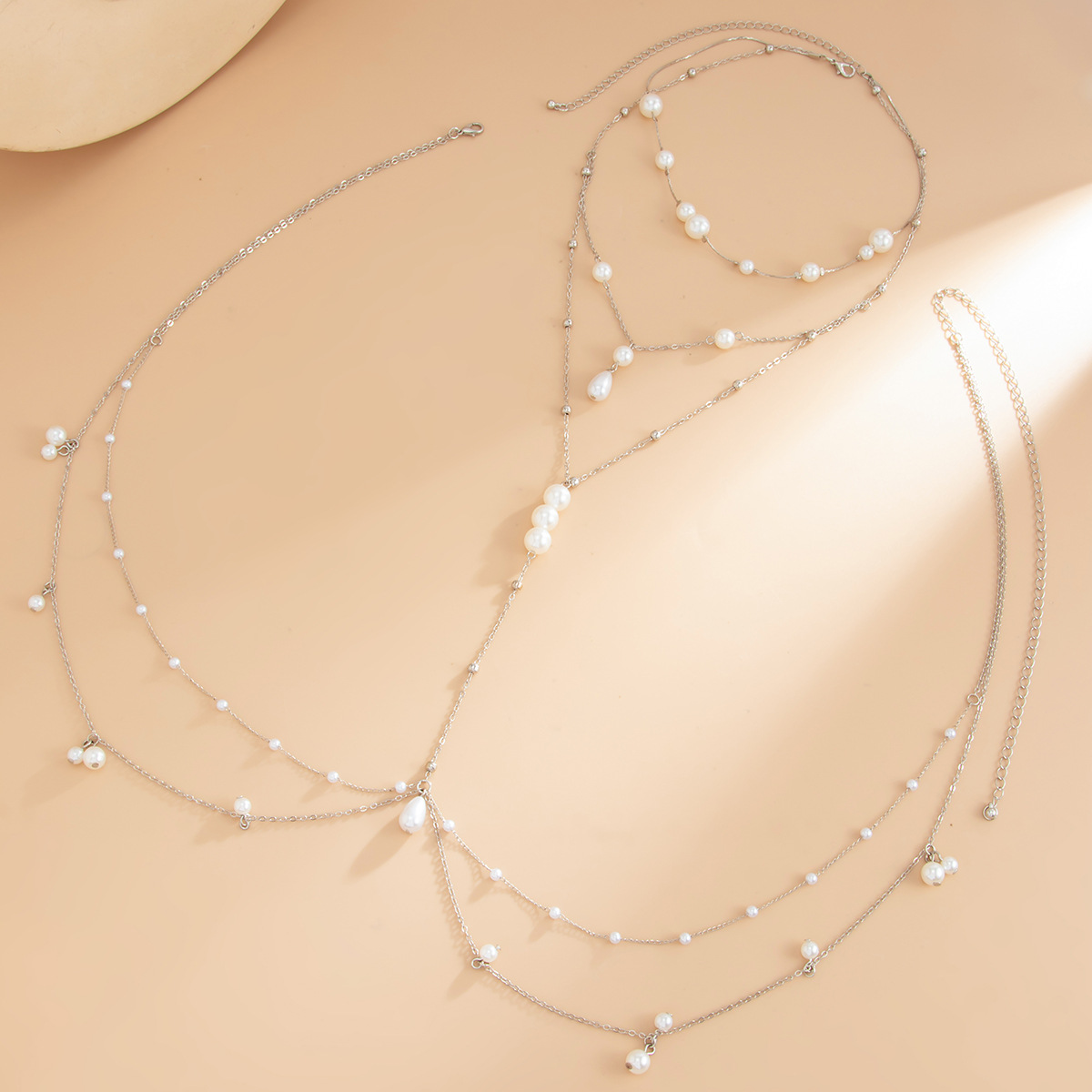 Elegant pearl body chain