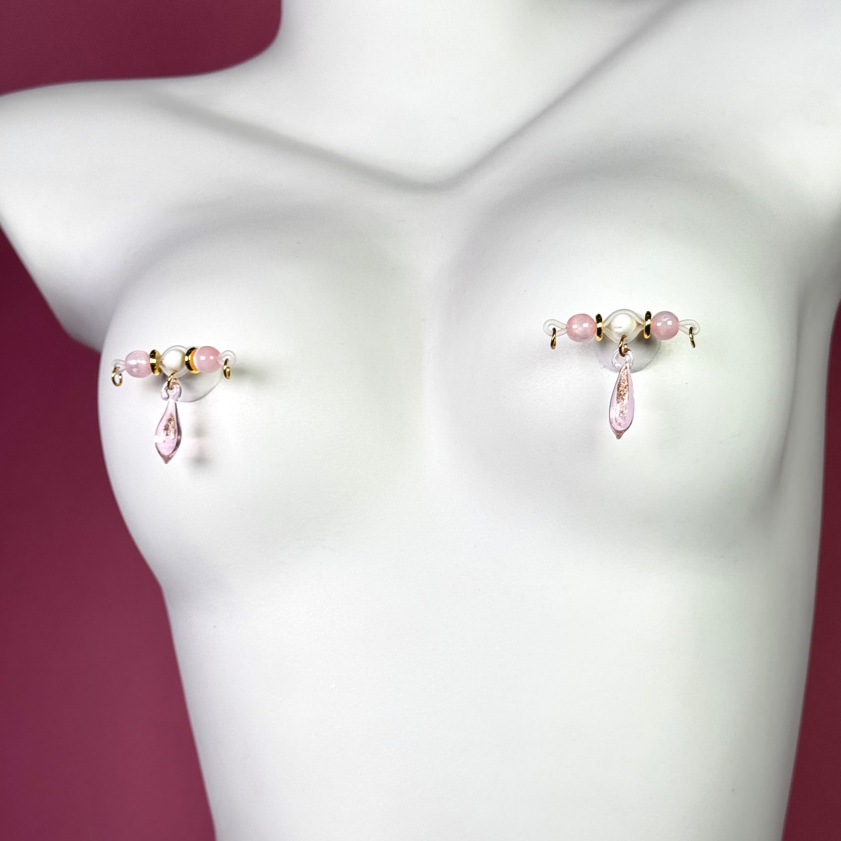 Pink Teardrop Faux Nipple Ring
