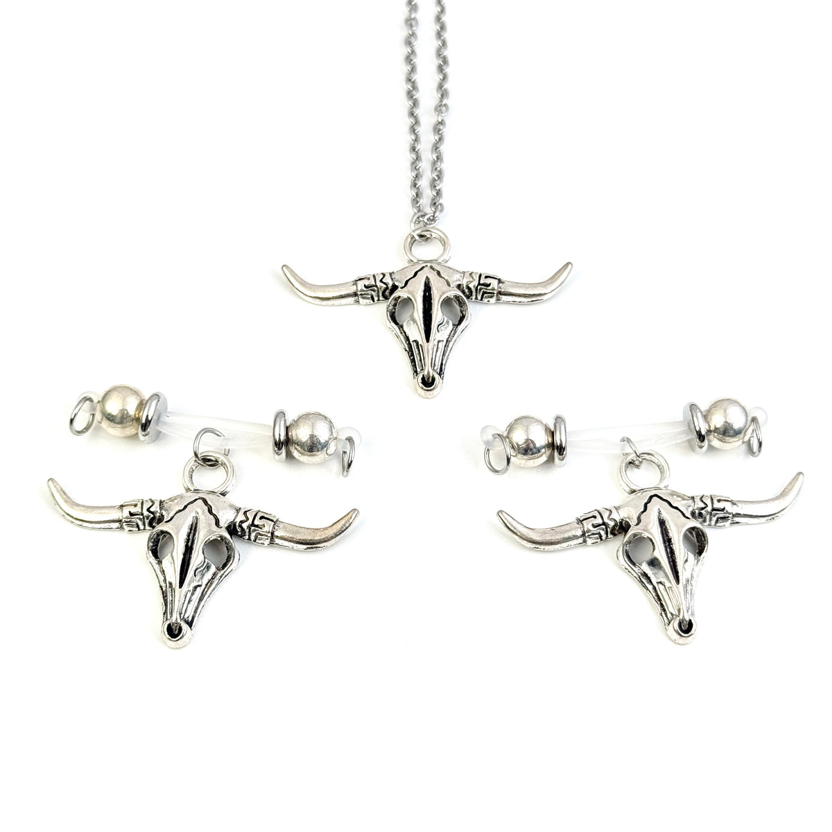 Silver Longhorn No-Piercing Nipple Clamp Set