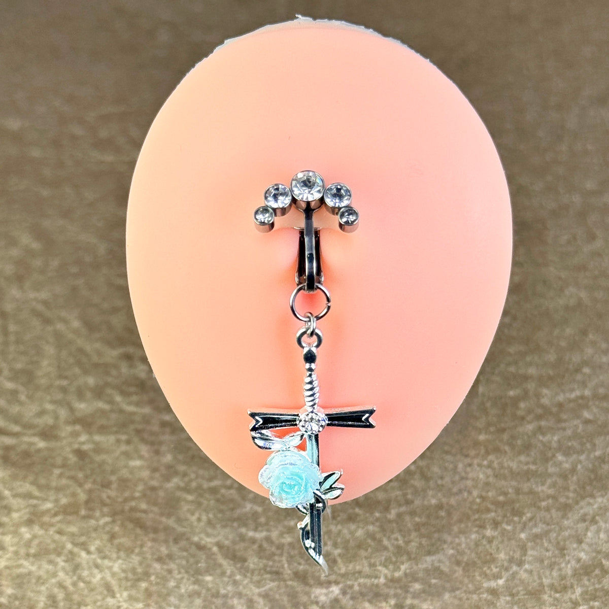 Frozen Rose Dagger Navel Charm