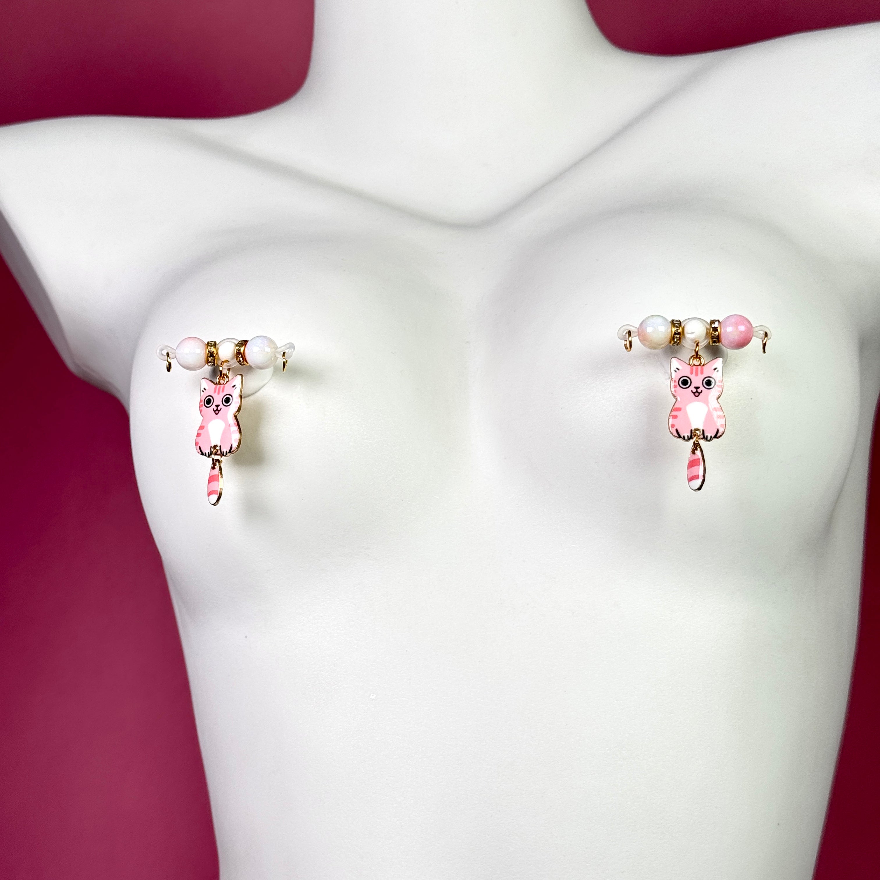 Pearl Kitty Non-Piercing Nipple Ring