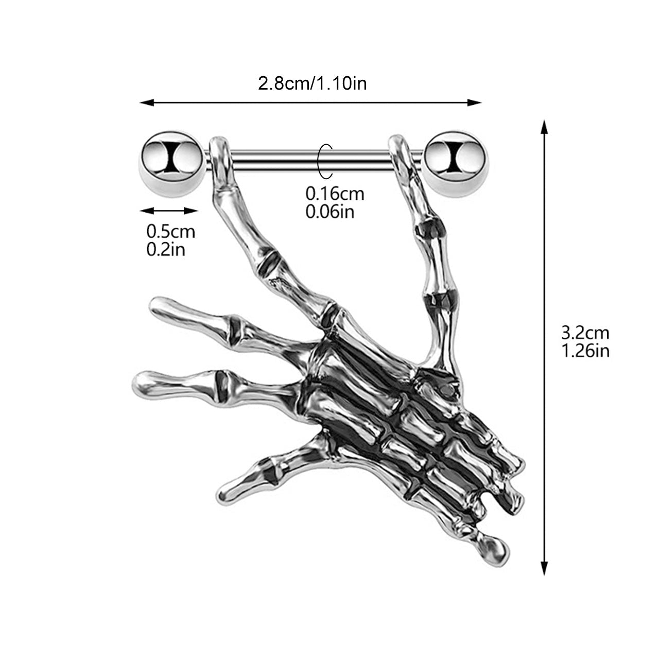 Skull-Hand Nipple Ring