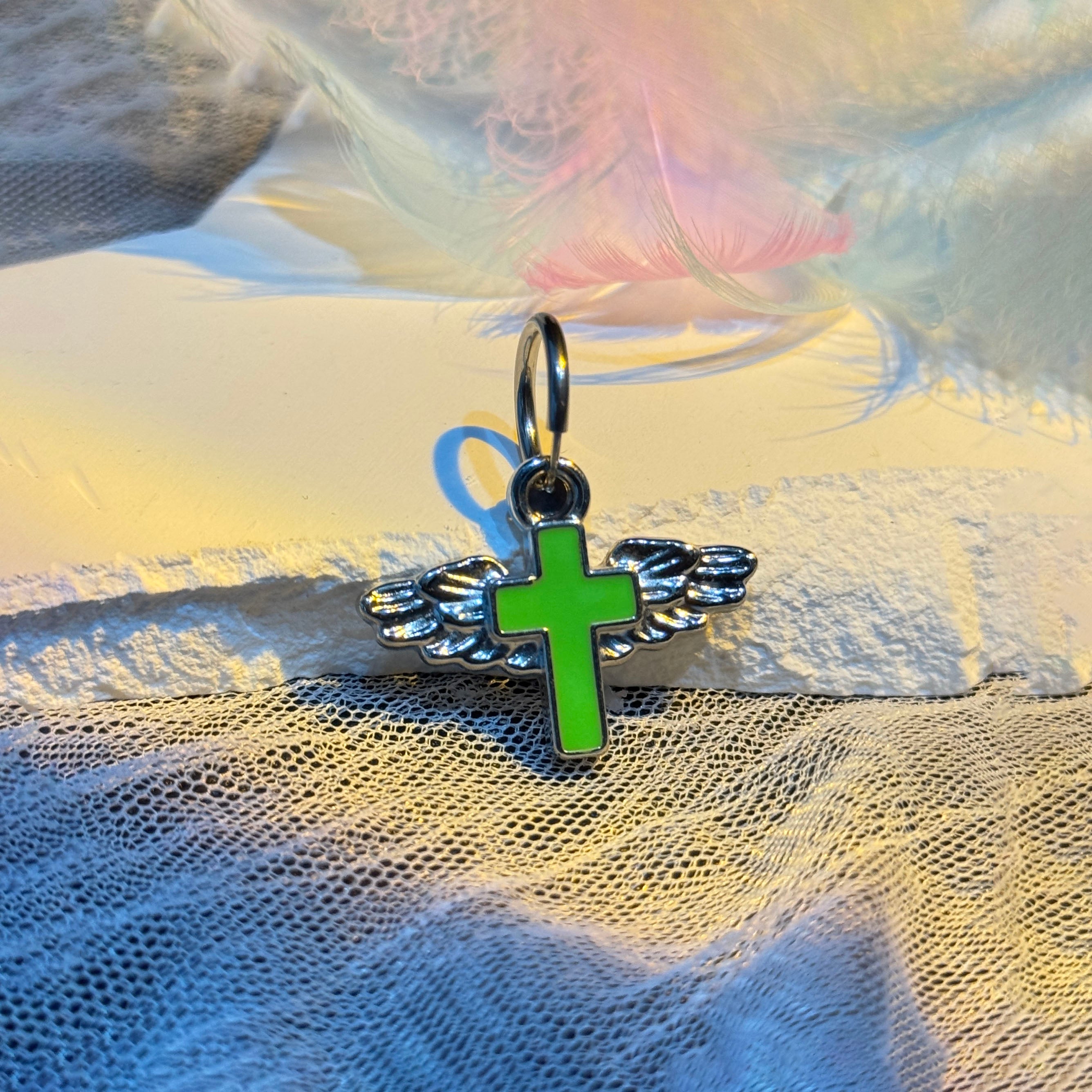 Angel Wing Cross Clip-On Navel Ring (Non-Piercing)