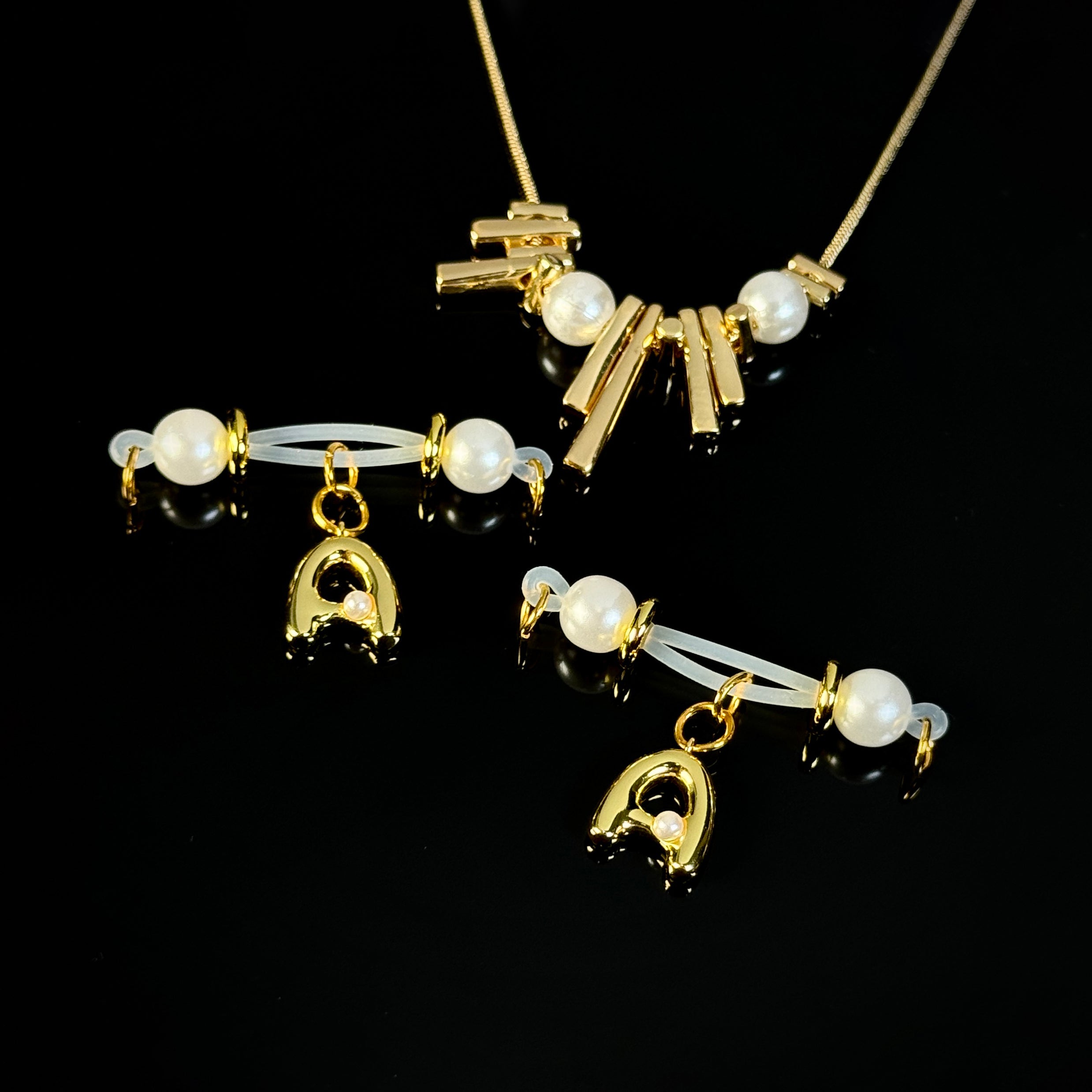 Gold & Silver Pearl Bar Set