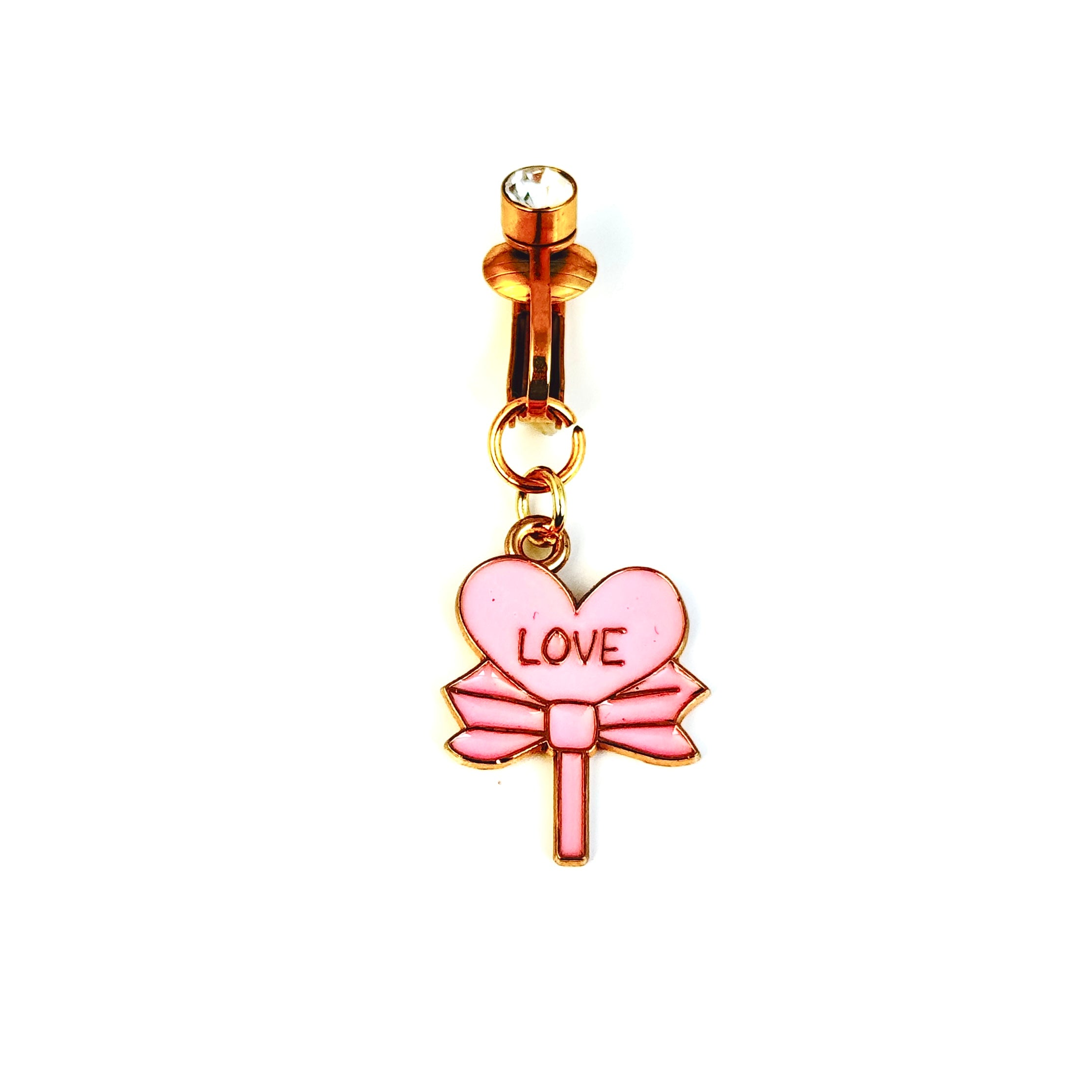 Love Bow Charm Faux Navel Ring