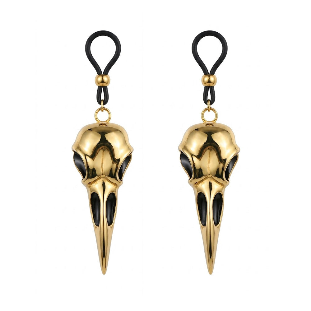 Gold Bird Skull Non-Piercing Nipple Clamps
