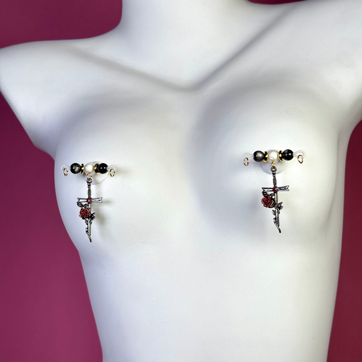Black Rose Cross Nipple Clamps