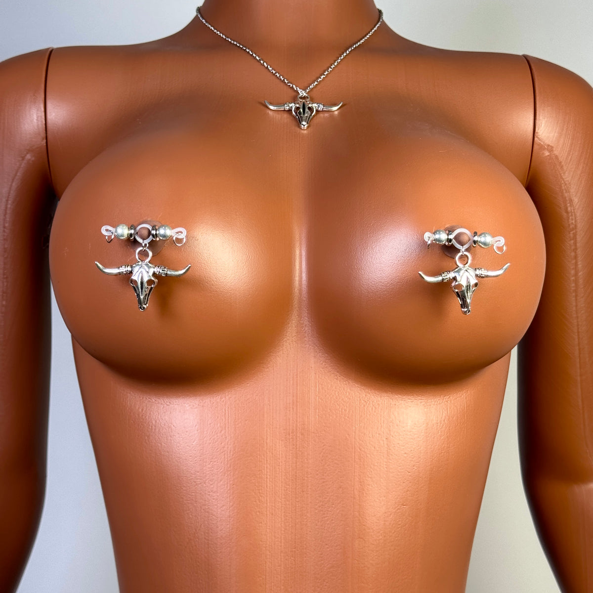 Silver Longhorn No-Piercing Nipple Clamp Set