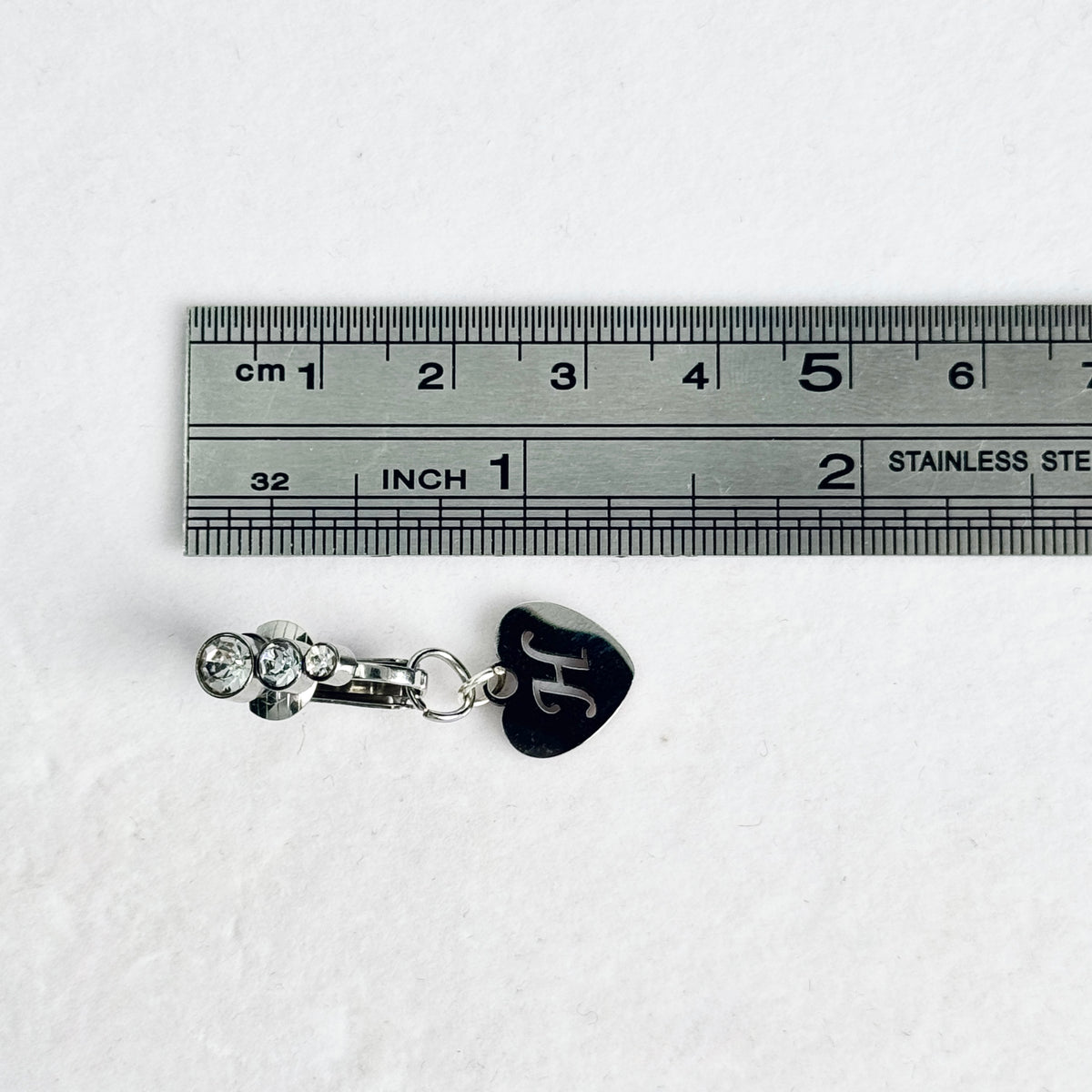 Customizable Initial Heart Faux Navel Ring