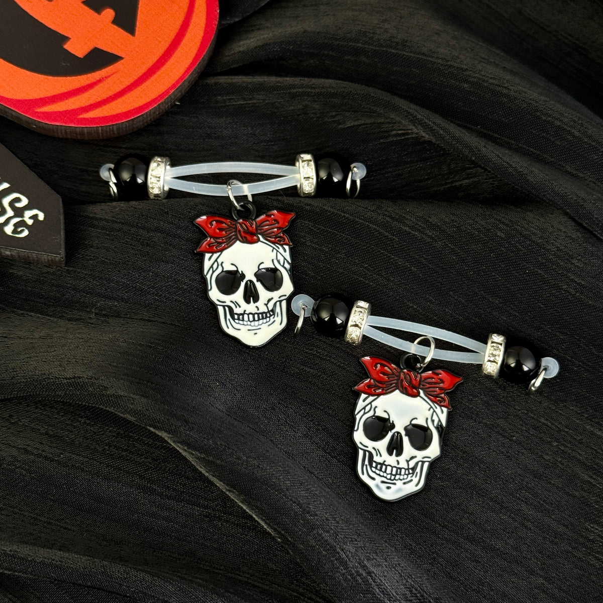 Red Bow Skull Gothic Nipple Jewelry