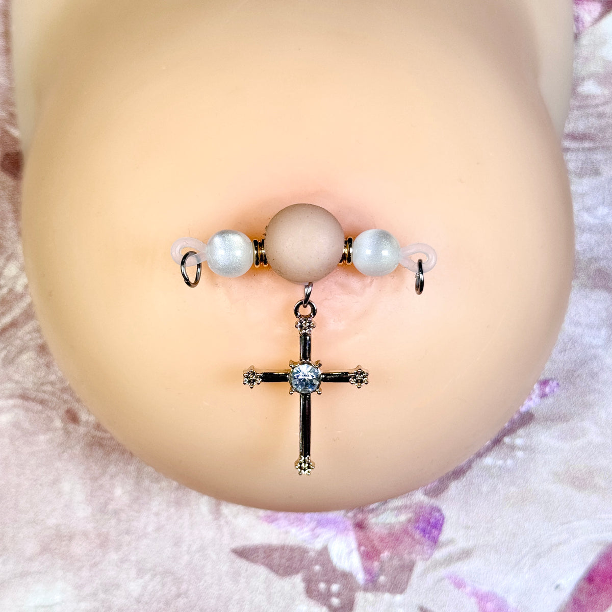Silver Cross Dangle Nipple Clamps