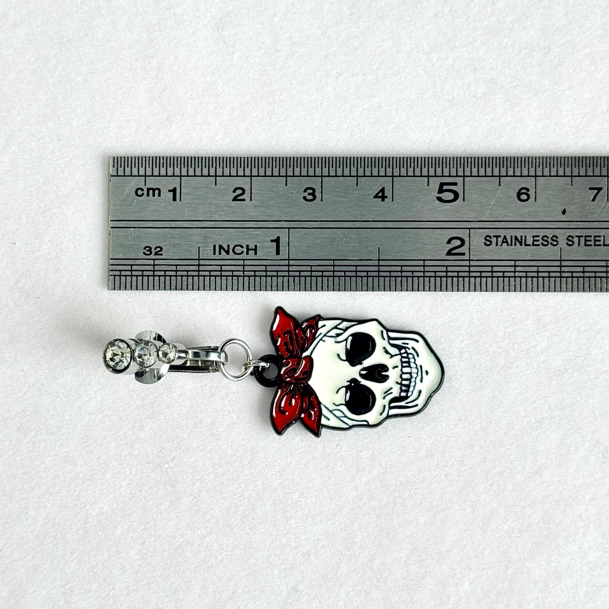 Crimson Bow Skull Halloween Belly Ring