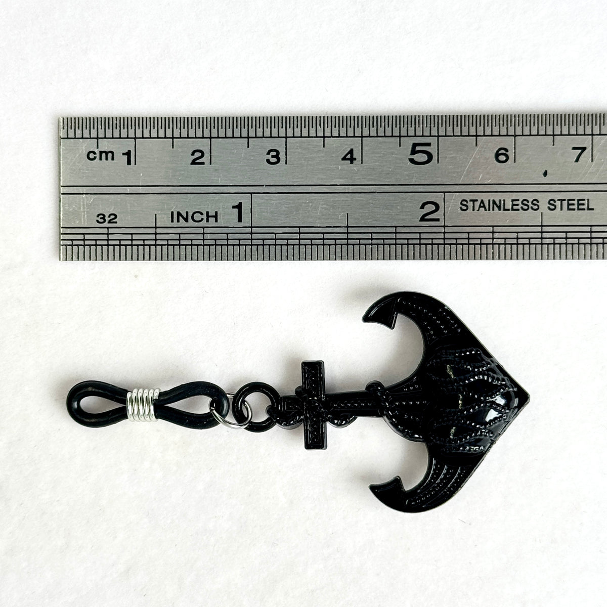 Black Anchor Cross Charm