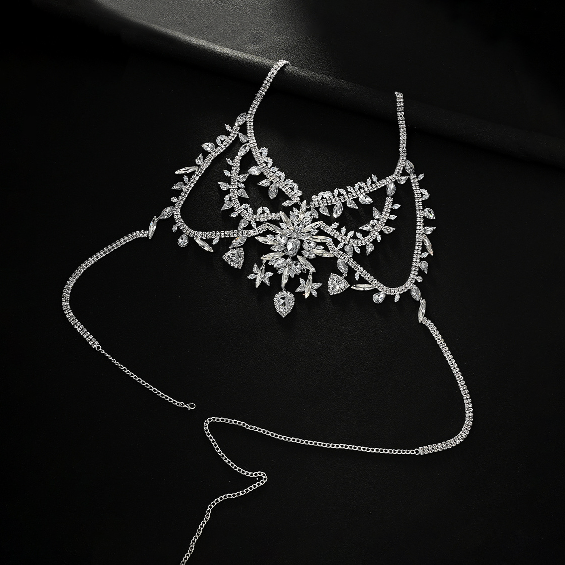 Rhinestone body chain for parties
