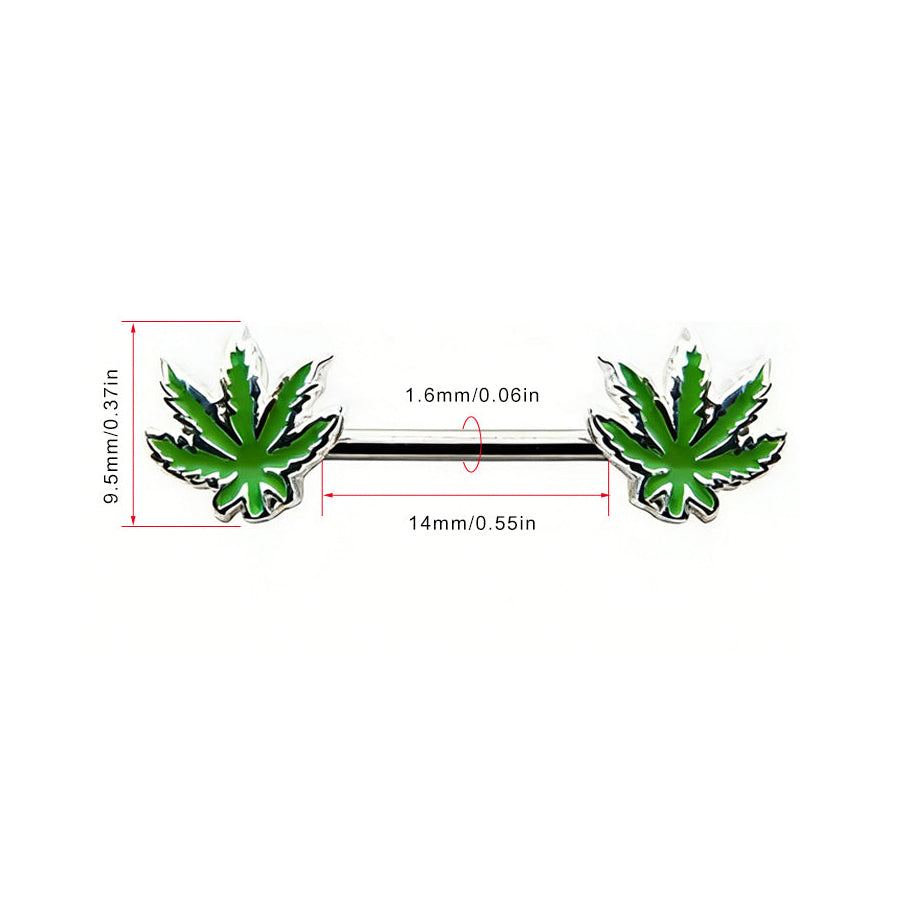 Vivid Green Leaf Nipple Ring