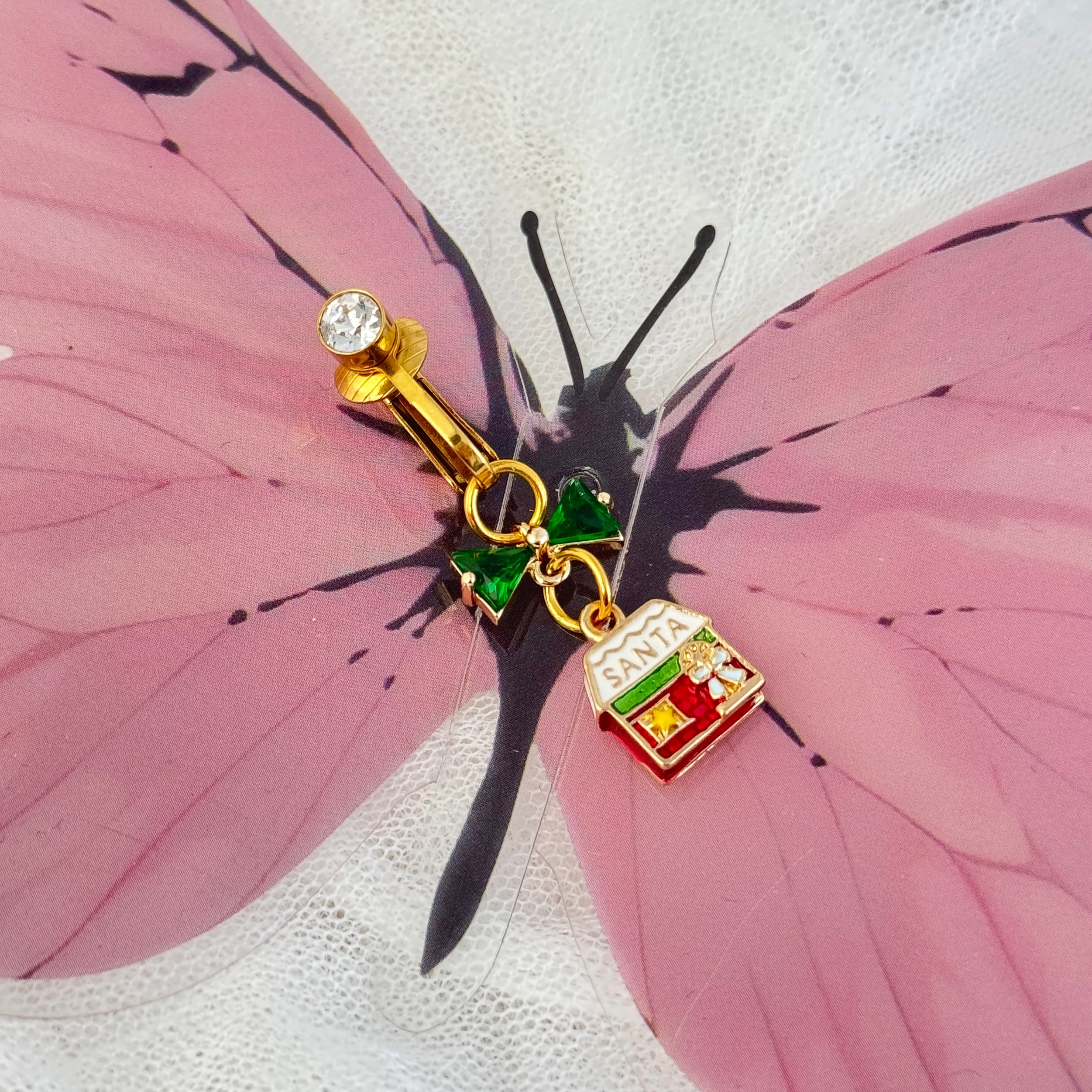 Christmas Cottage Adjustable Navel Clip