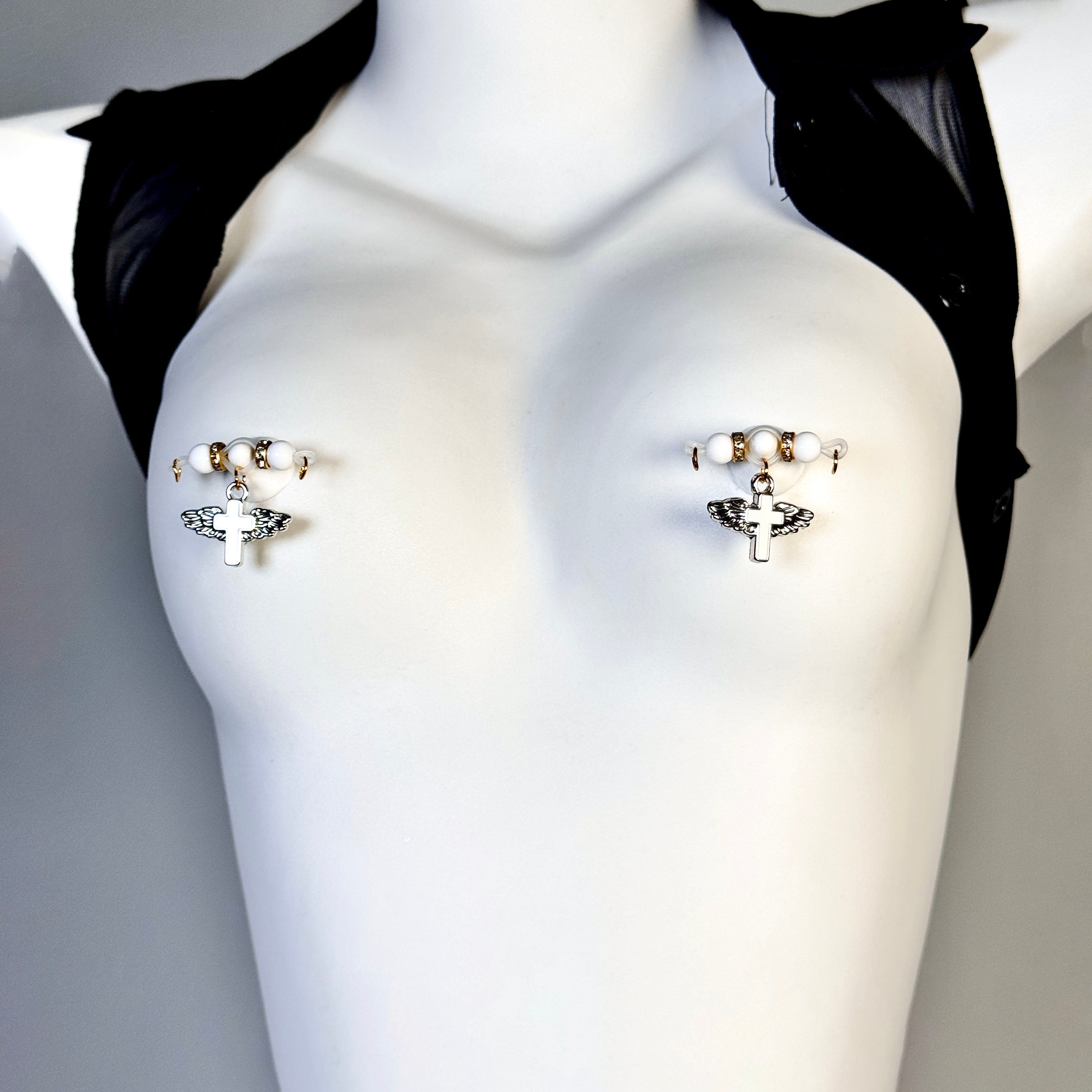 Angel Wing Cross Nipple Clamps