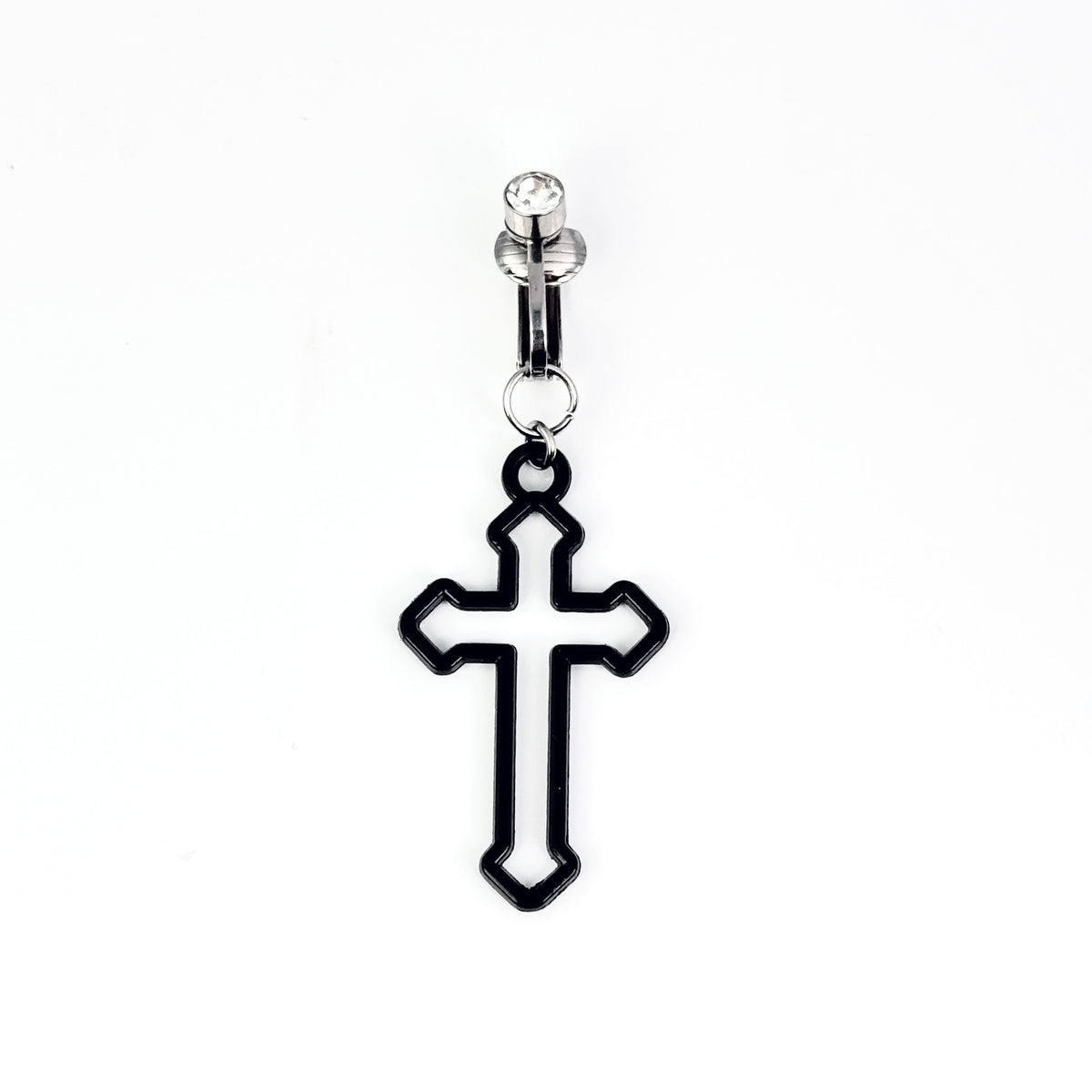 Black Cross Faux Belly Button Ring