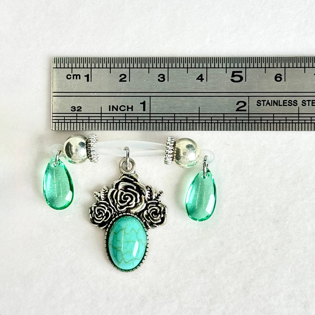 Green Crystal Dangle Nipple Clamps