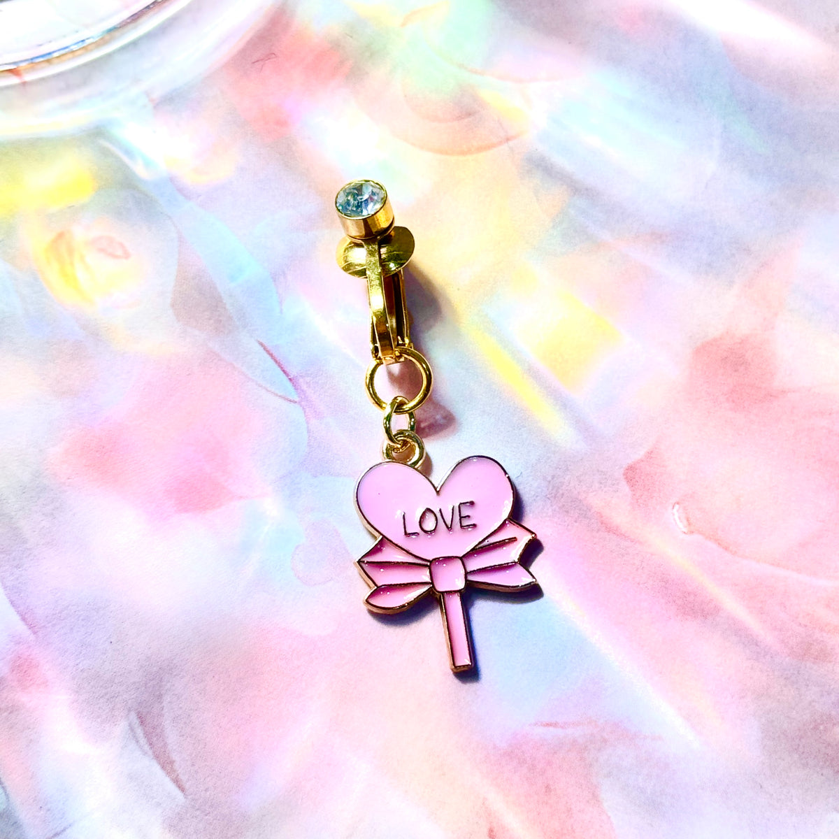 Love Bow Charm Faux Navel Ring