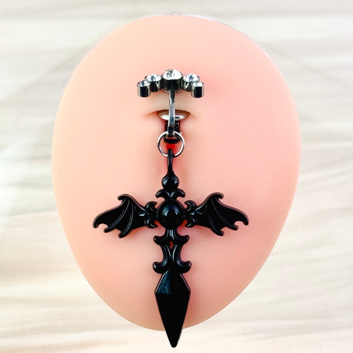 Black Bat Wing Faux Navel Ring