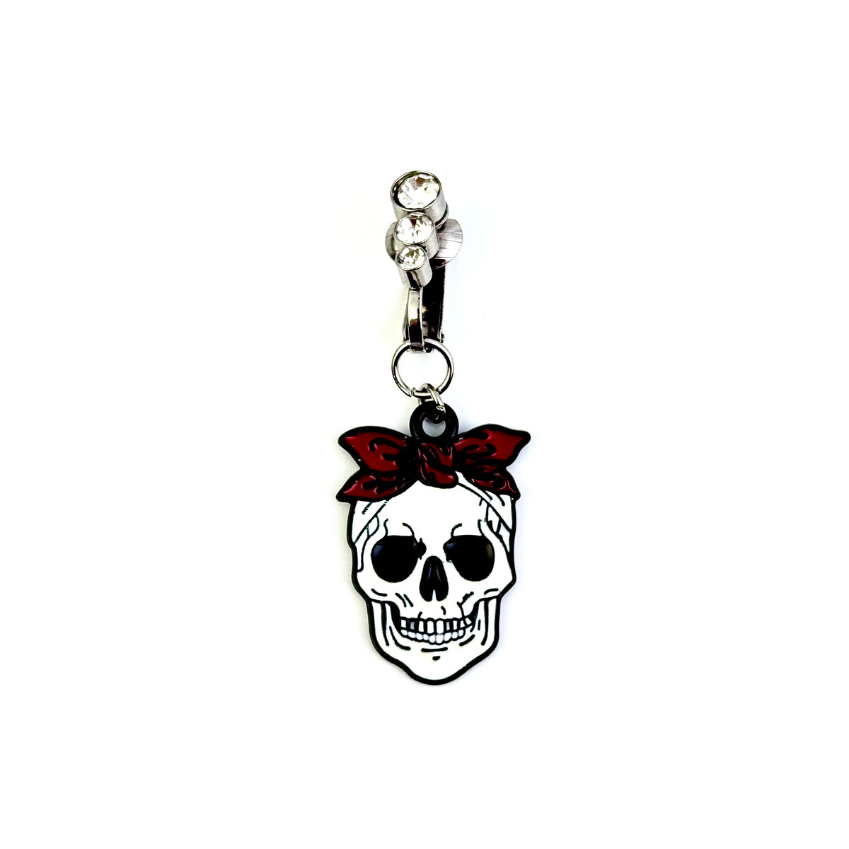 Crimson Bow Skull Halloween Belly Ring
