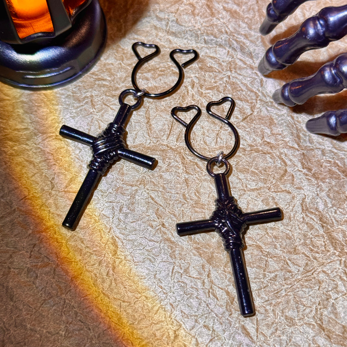 Midnight Cross Charm Clip