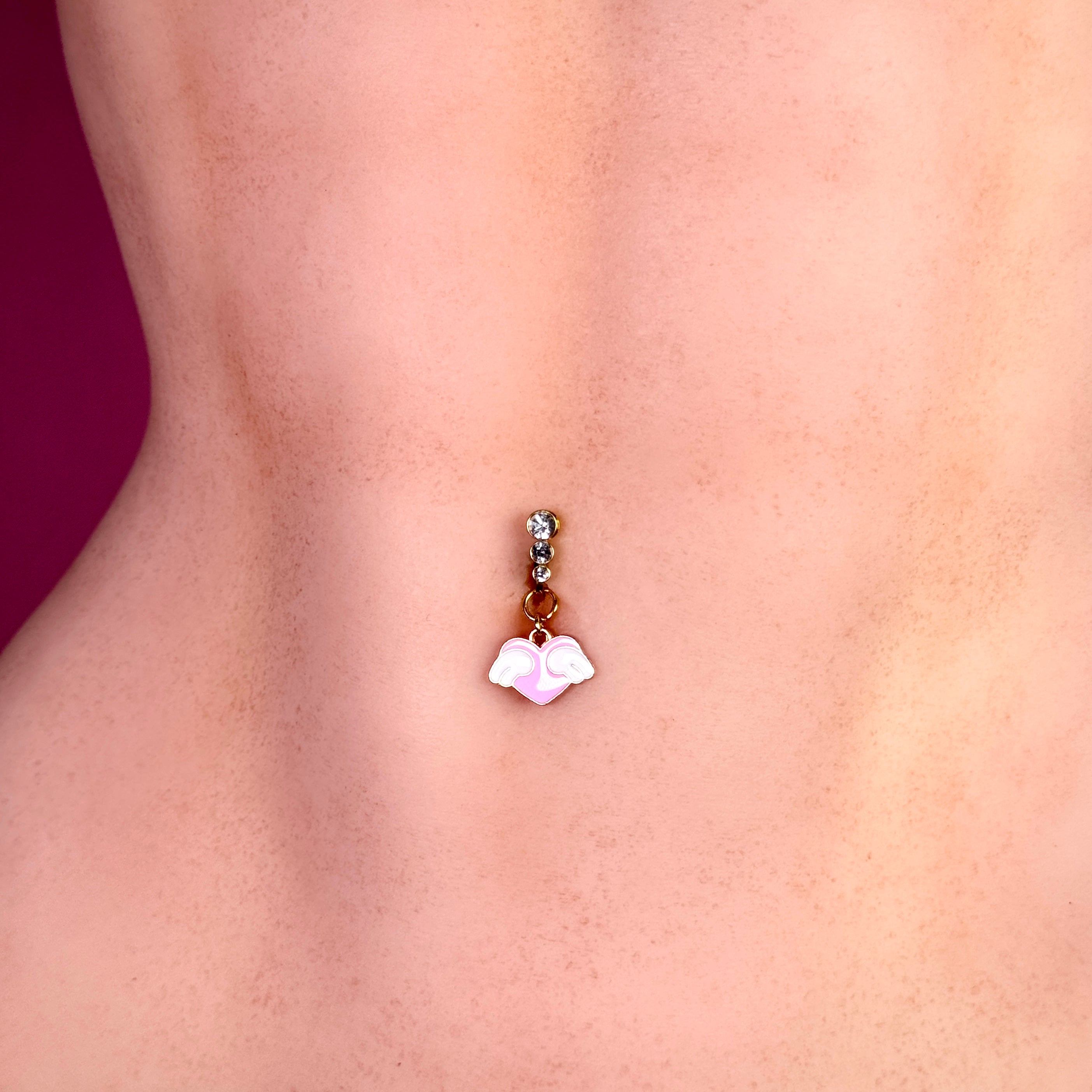 Angel Heart Faux Belly Button Ring