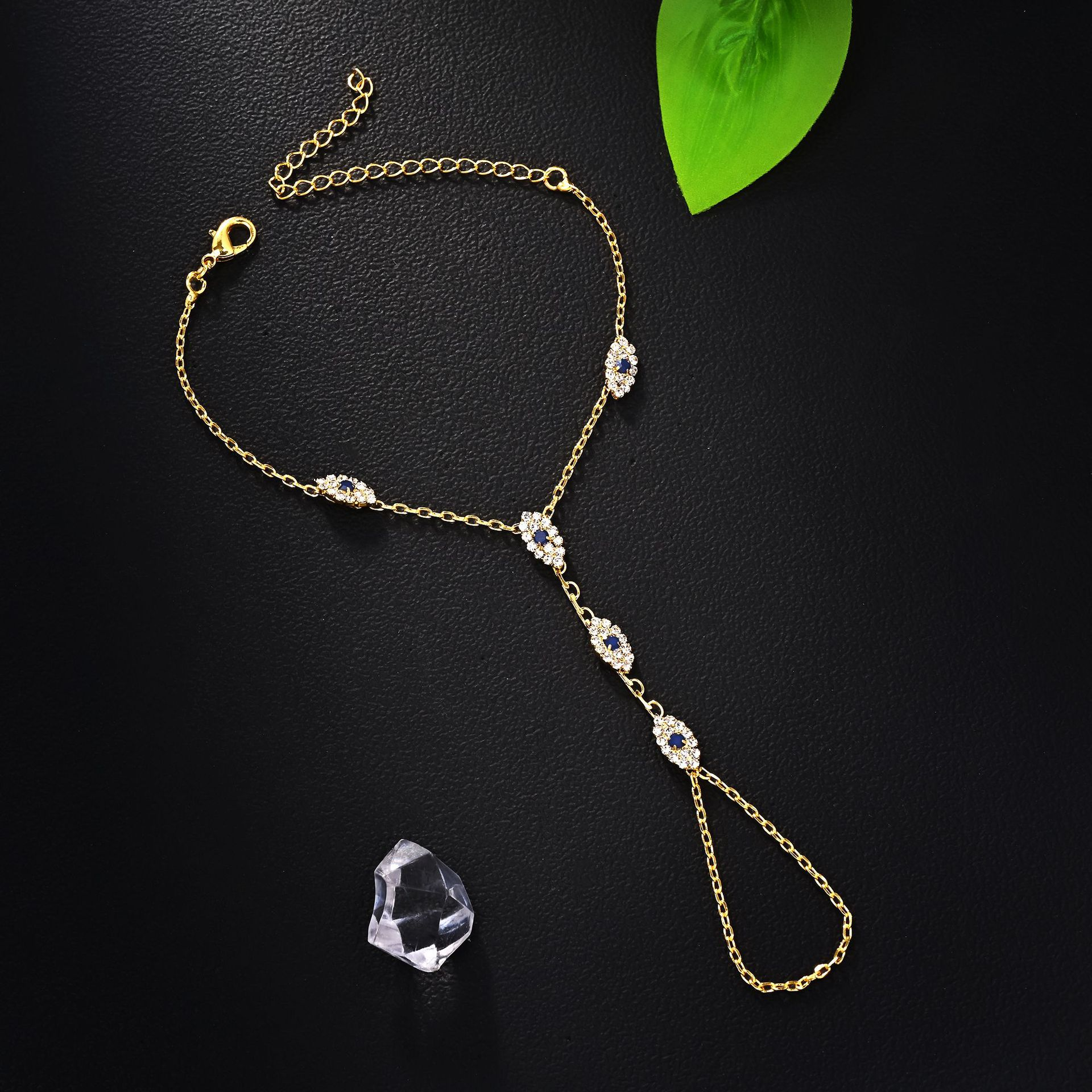 Evil Eye Bracelet with Attached Ring