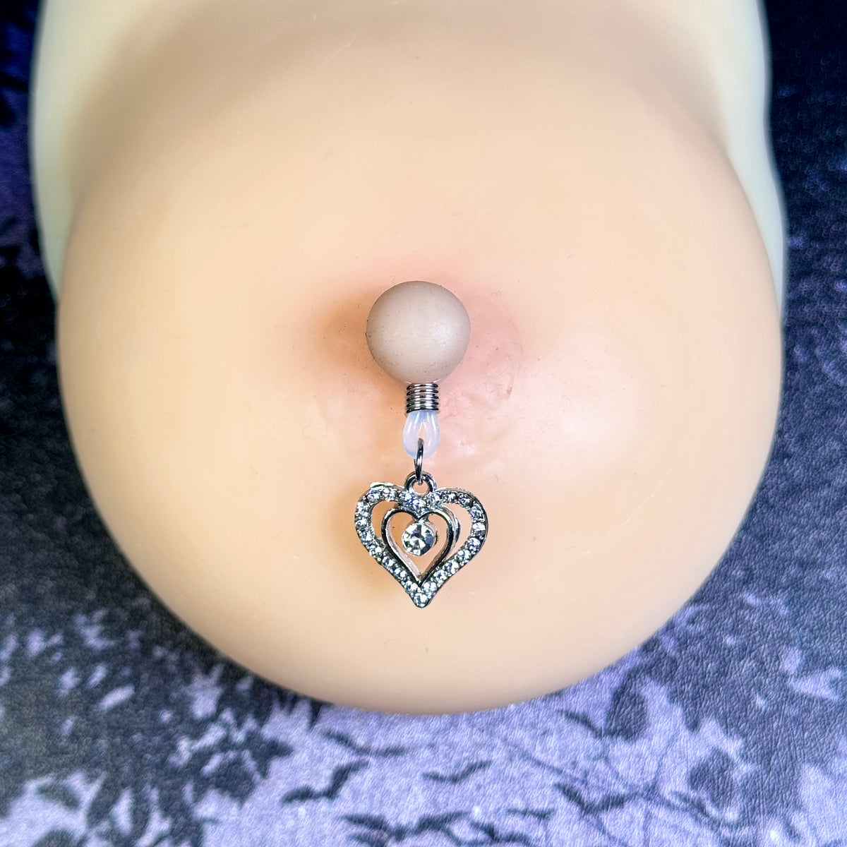 Double Heart Crystal No-Piercing Nipple Clamp