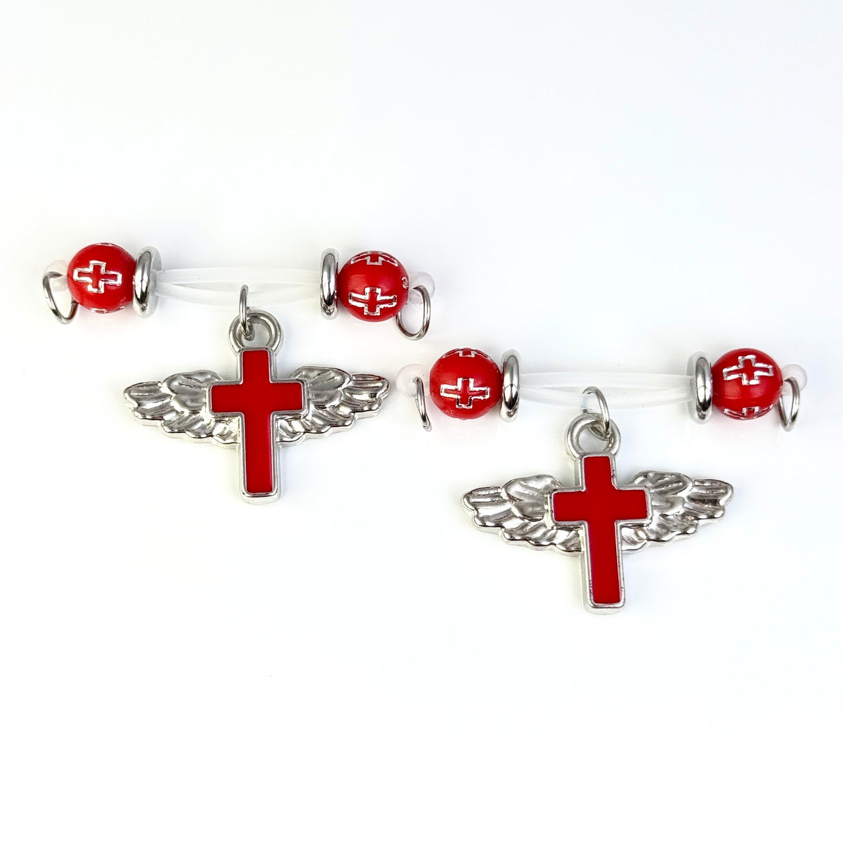 Red Angel Wing Cross Non-Piercing Nipple Clamp