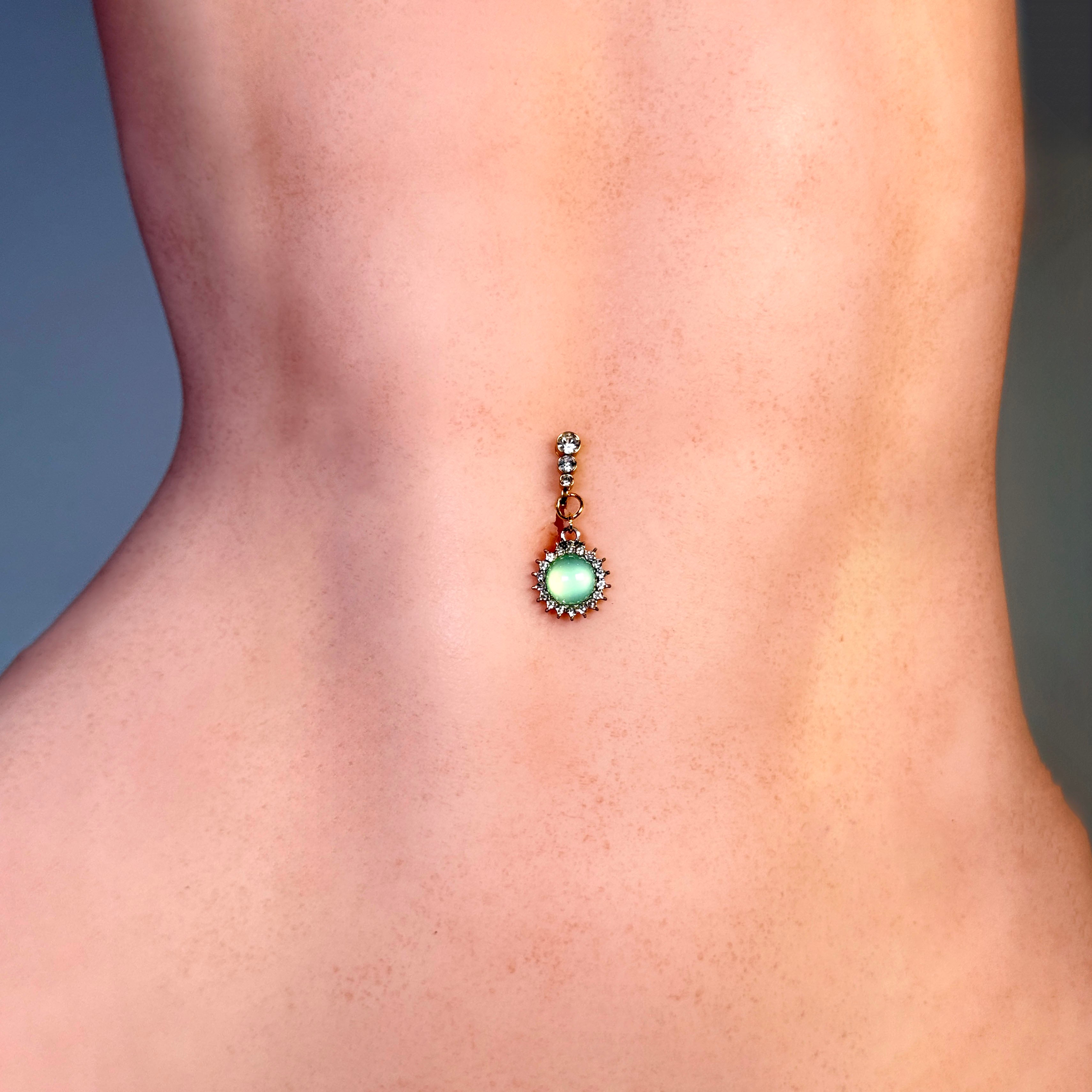Green Gem Non-Piercing Sun Navel Ring