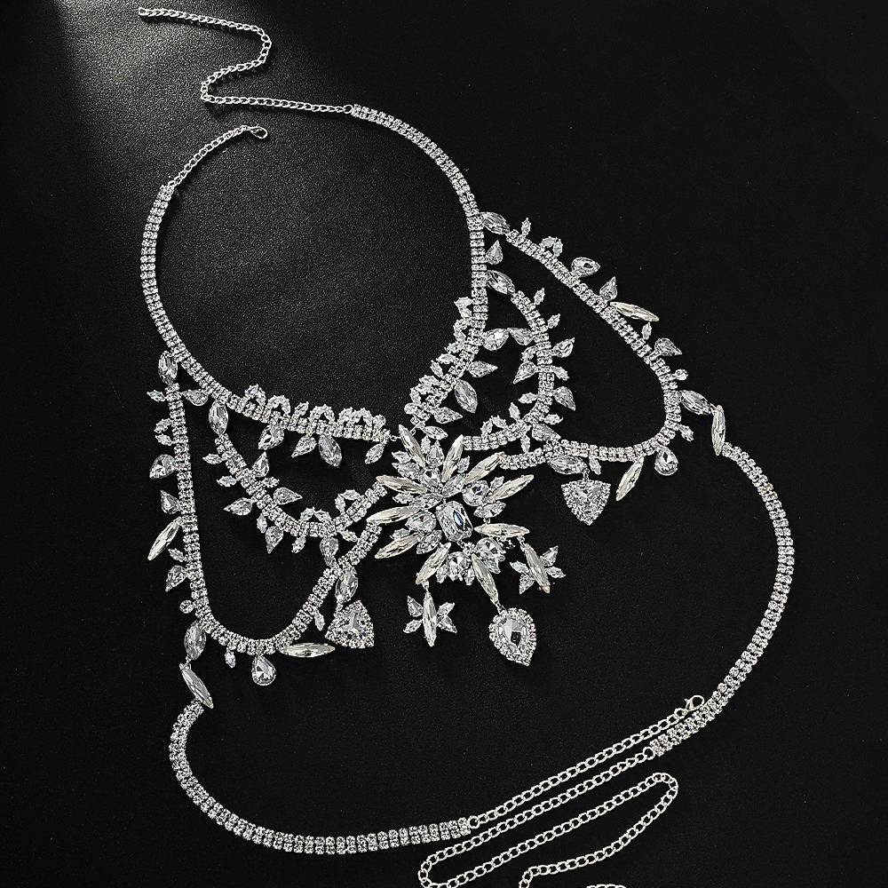 Rhinestone body chain for parties
