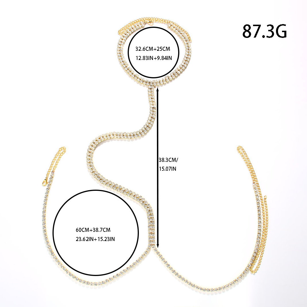 Multi-layer rhinestone tassel back chain