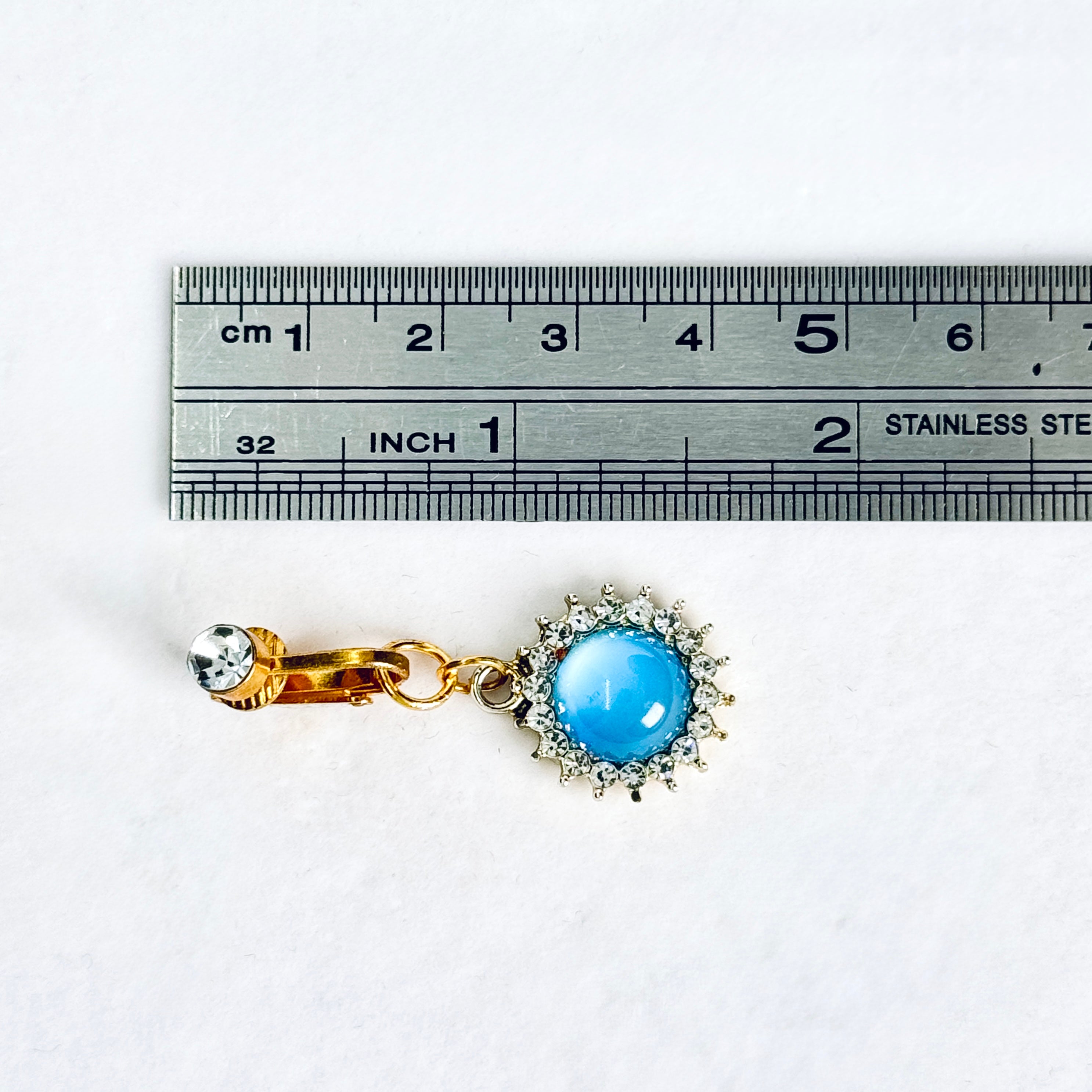 Blue Crystal Sun Faux Belly Button Ring