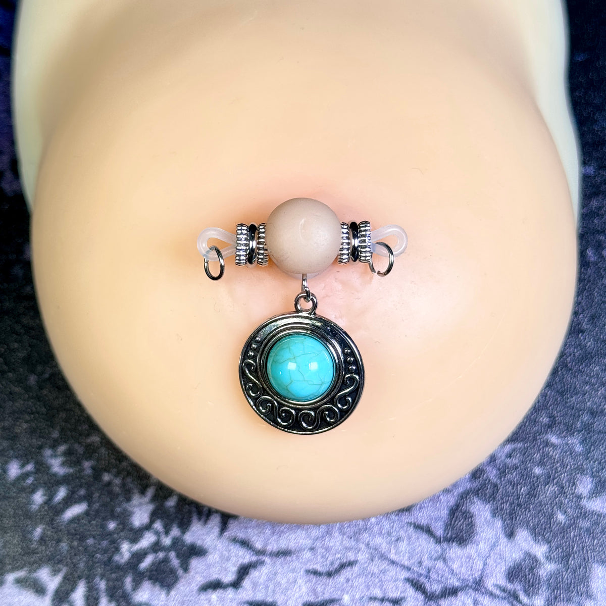 Mystic Turquoise Charm Nipple Clamp