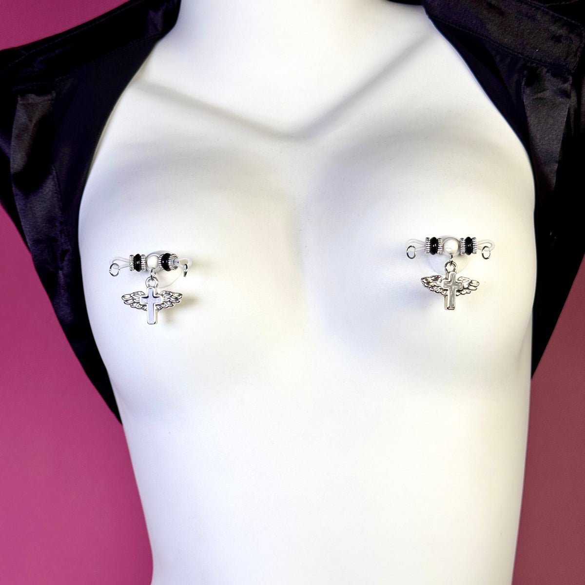 Dark Angel Wing Cross Non-Piercing Nipple Clamp