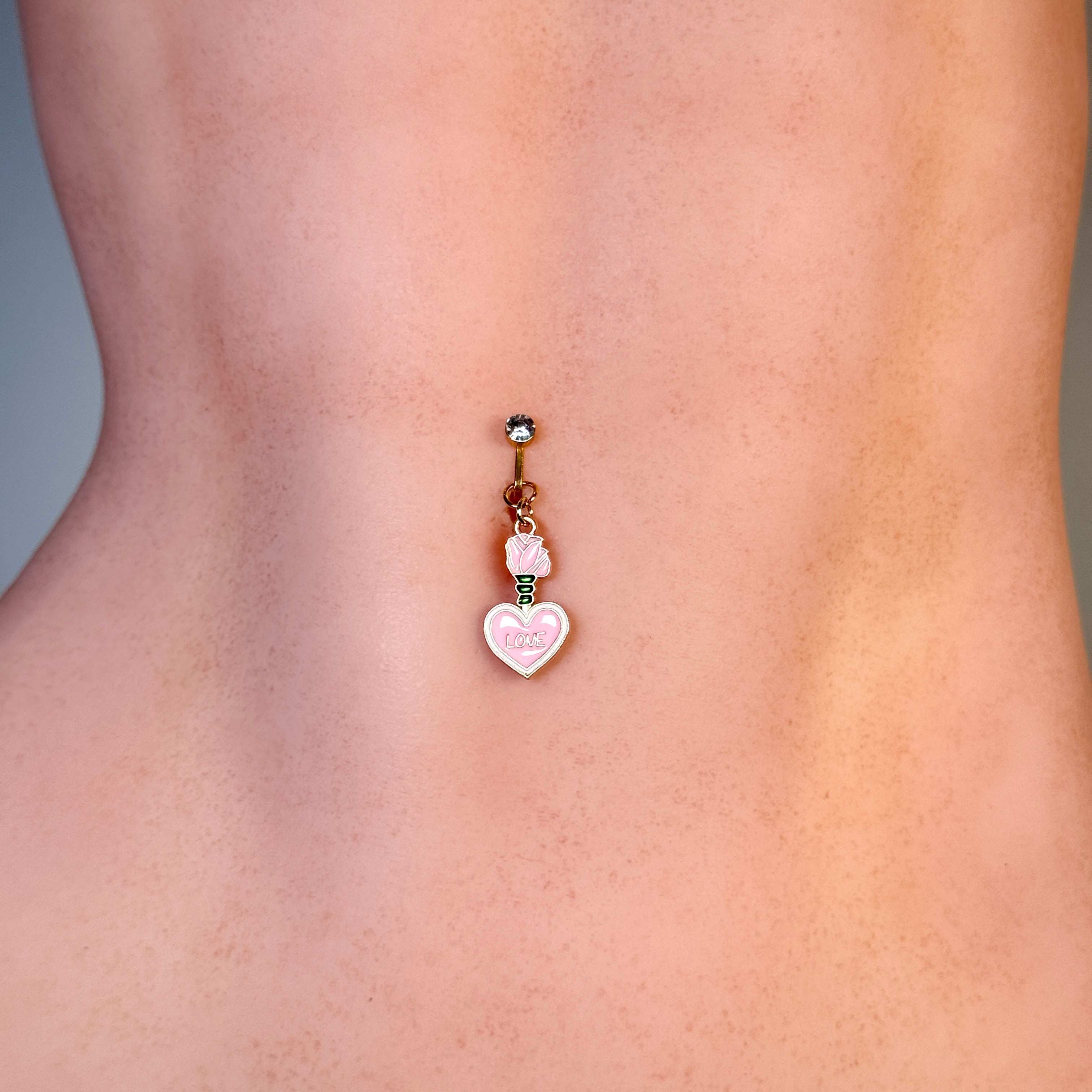 Rose Love Charm Faux Navel Ring