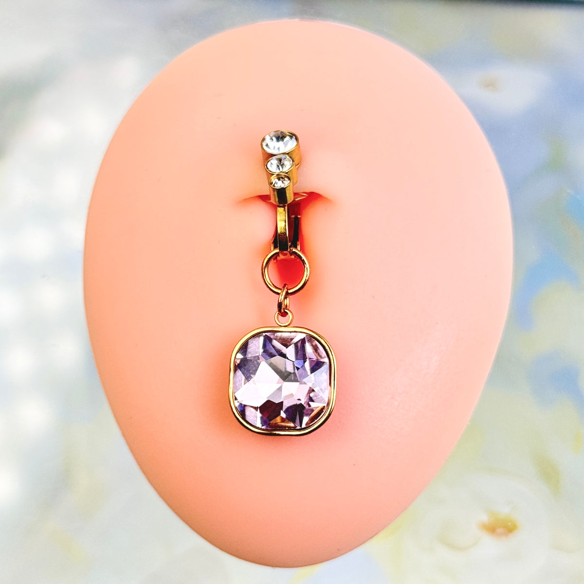 Non-piercing amethyst navel clip