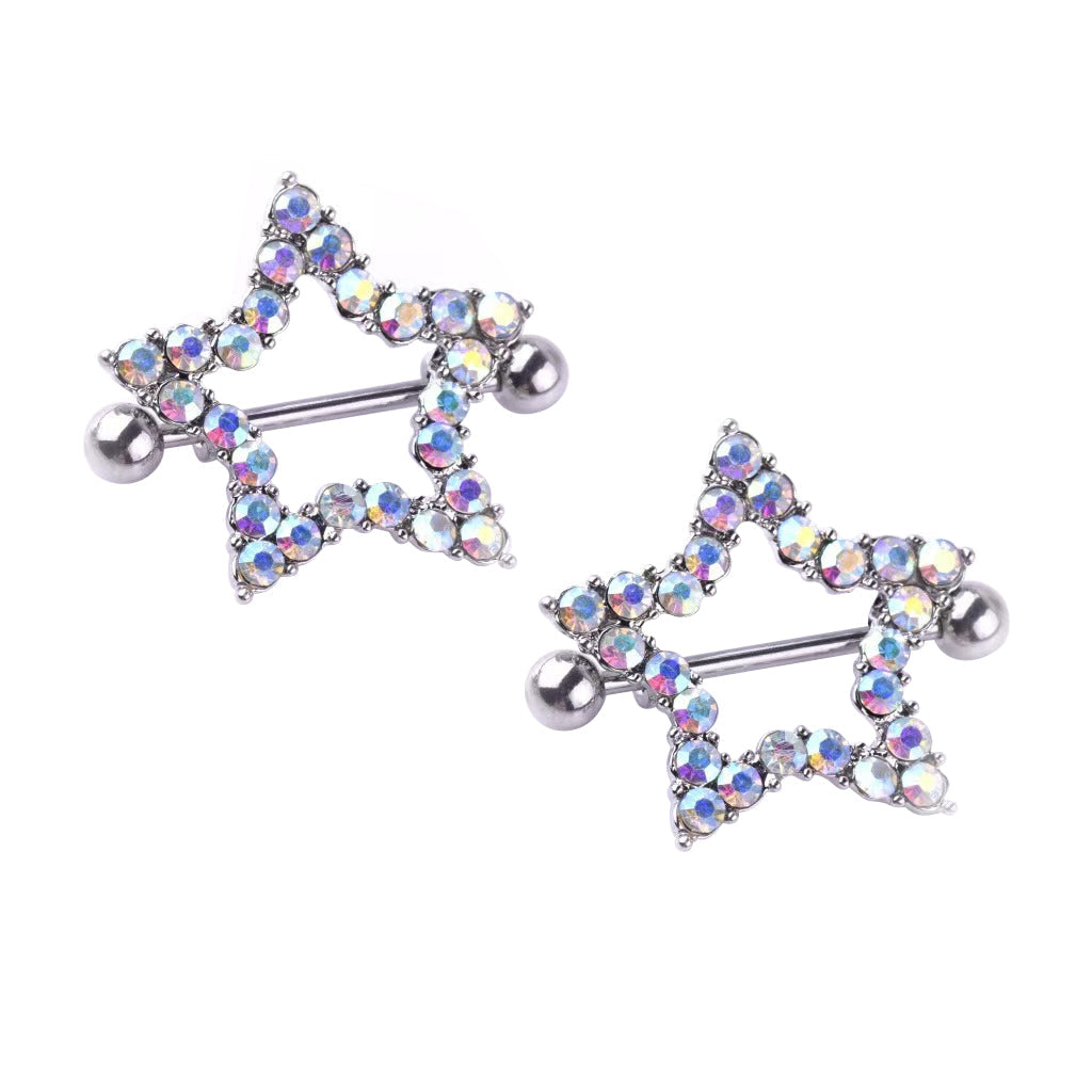 Sparkling Star-Shaped Nipple Shield Barbell