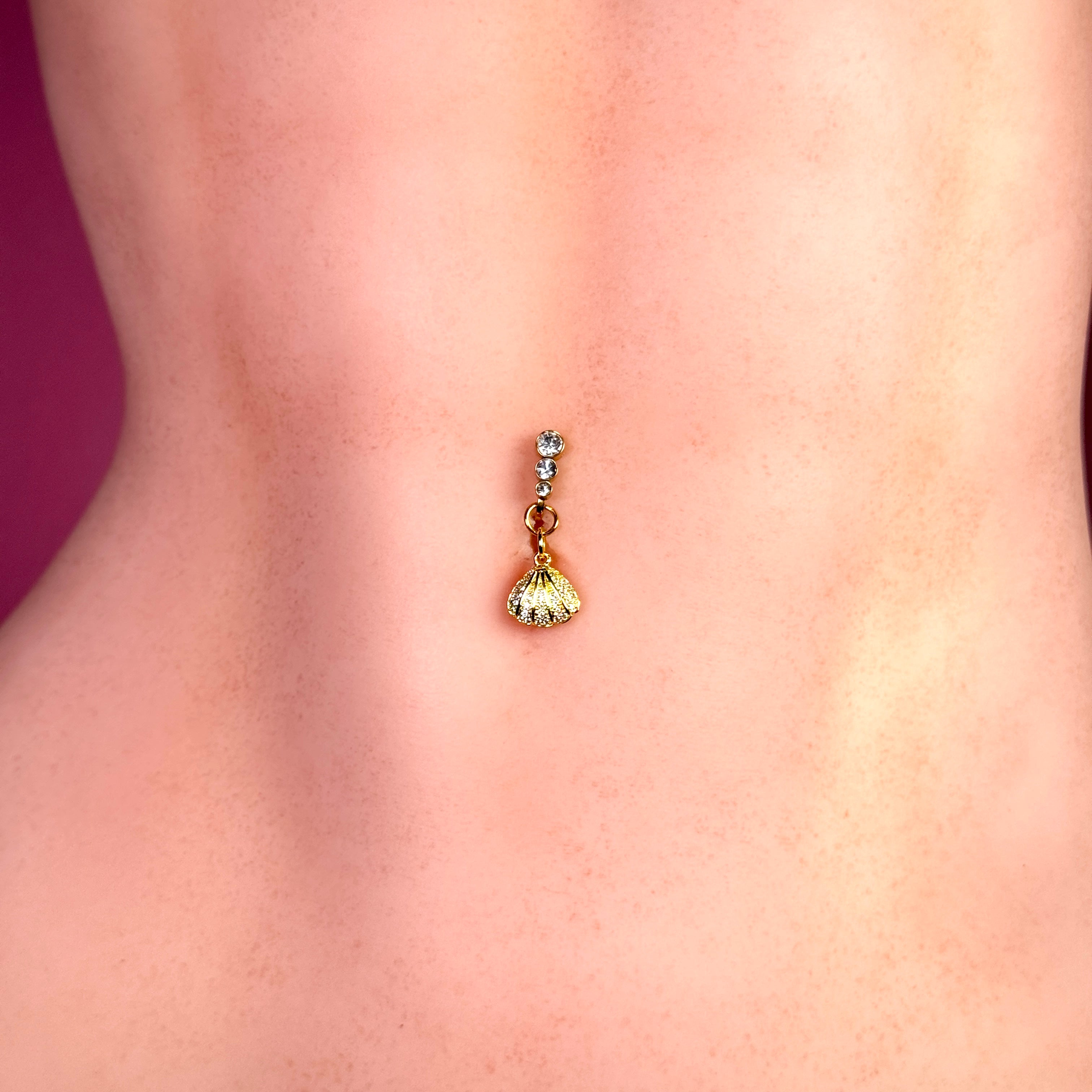 Golden Seashell Faux Belly Button Ring