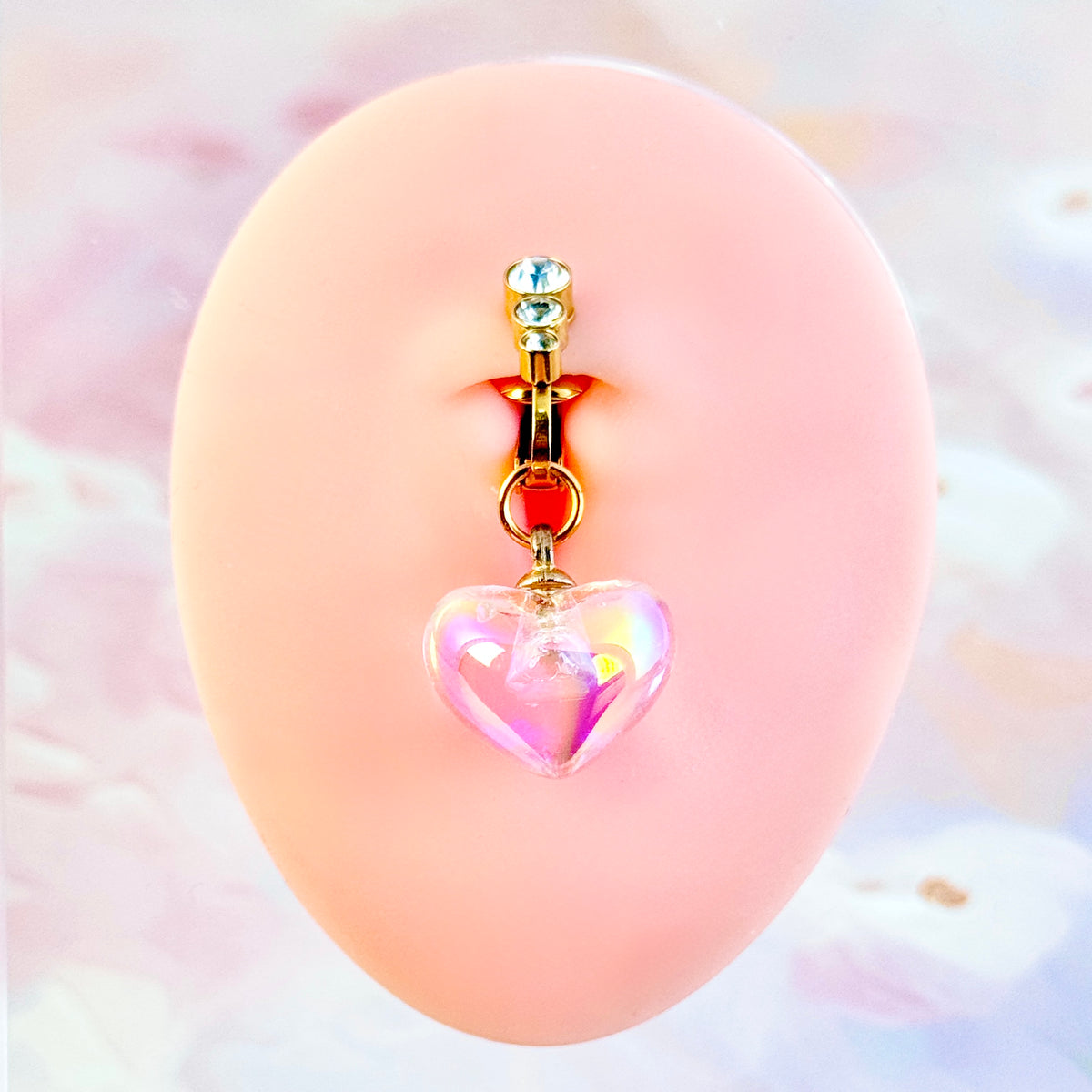 Crystal Heart Glow Faux Navel Ring