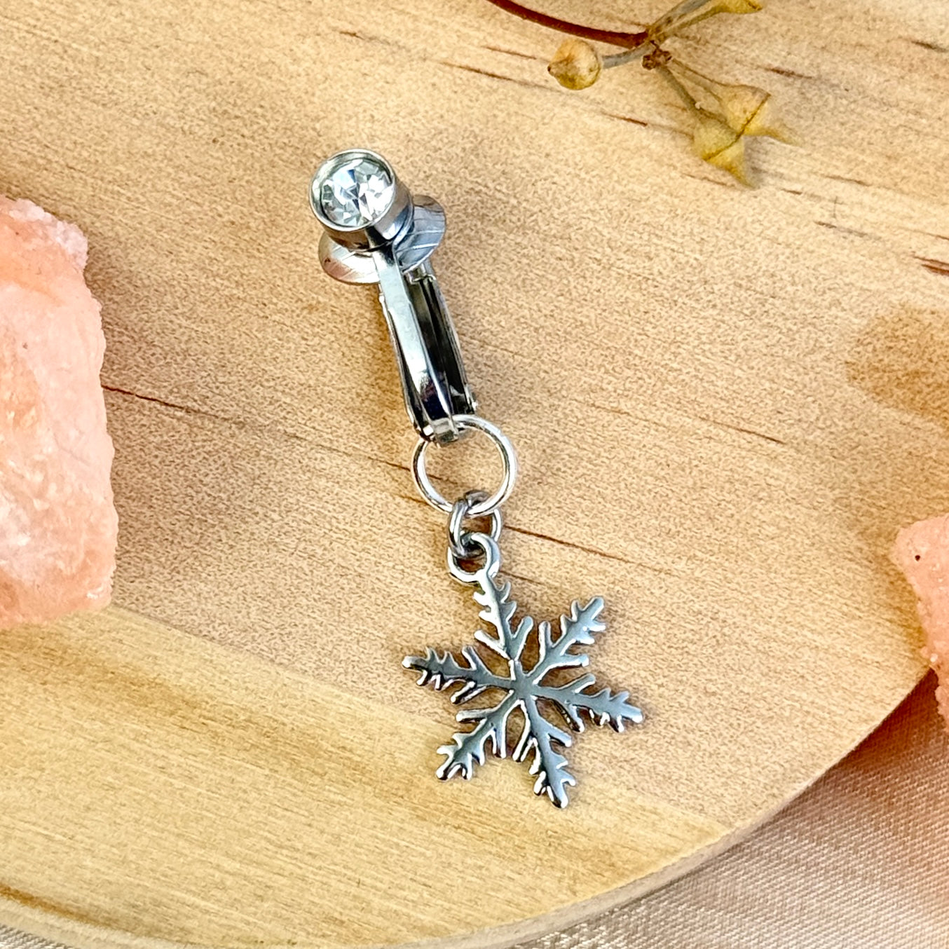 Crystal Snowflake Faux Belly Button Ring