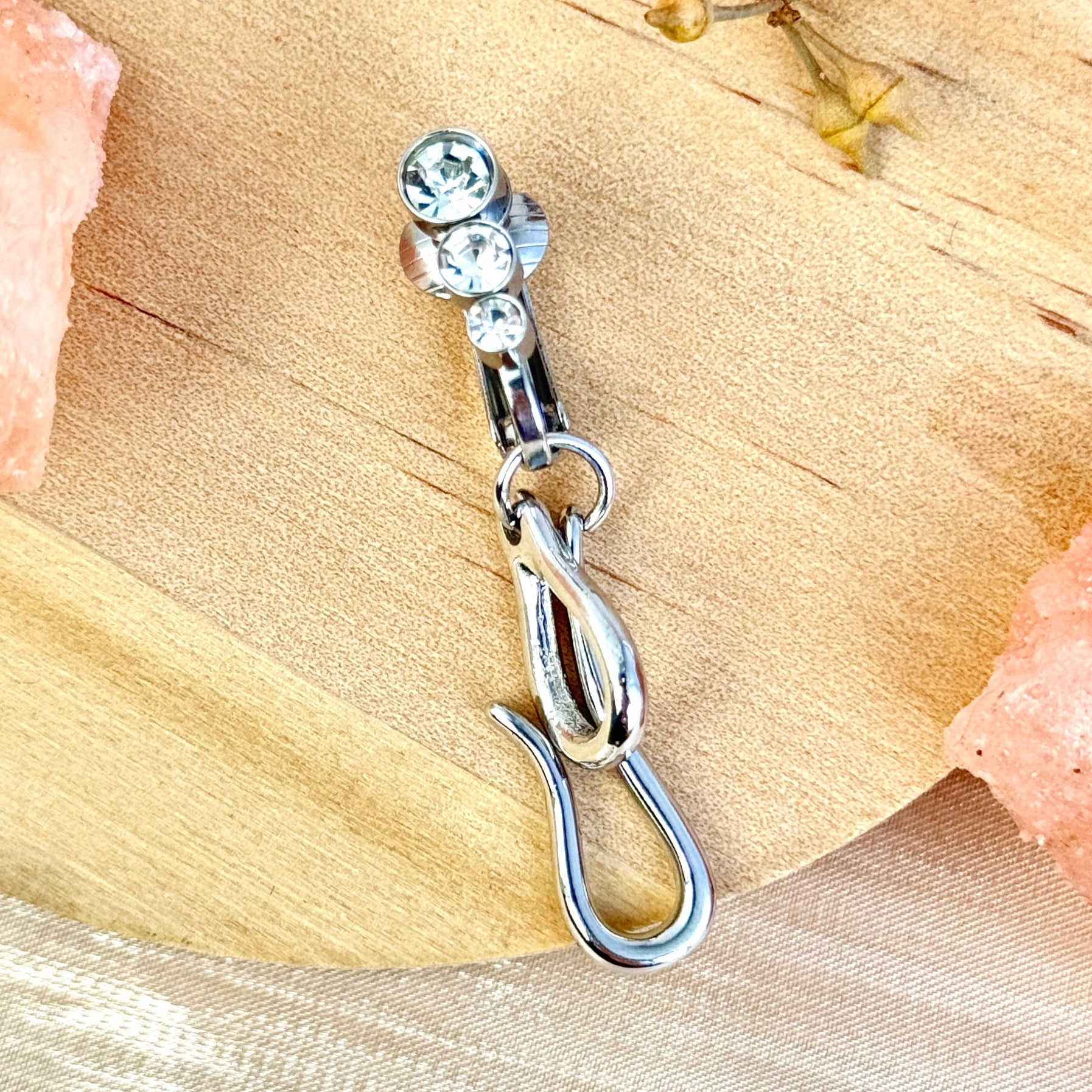 Silver Teardrop Faux Belly Button Ring